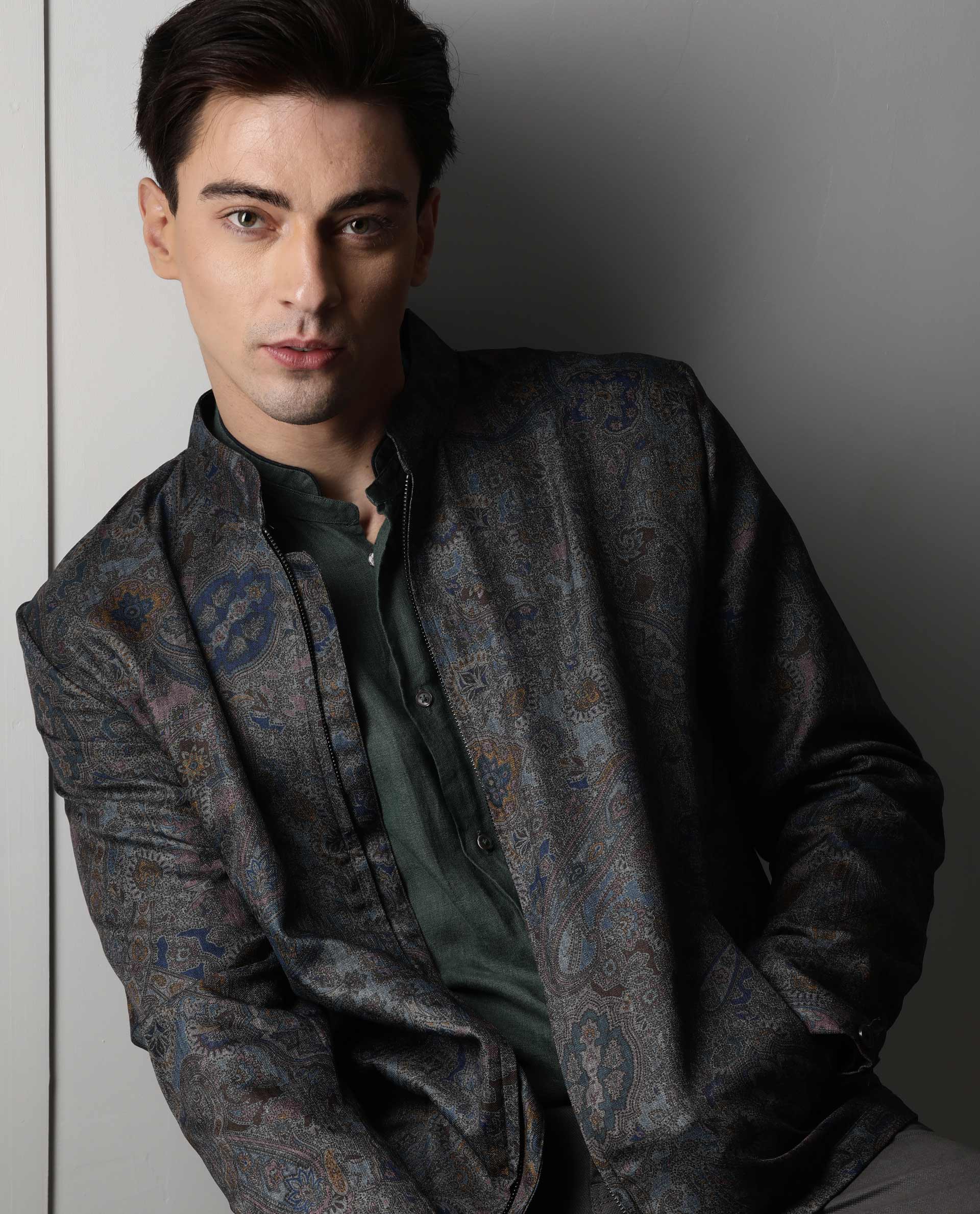 Rare Rabbit Men's Persia Grey Cotton Printed Regular Fit Full Sleeve Spread Collar Jacket - Image 5