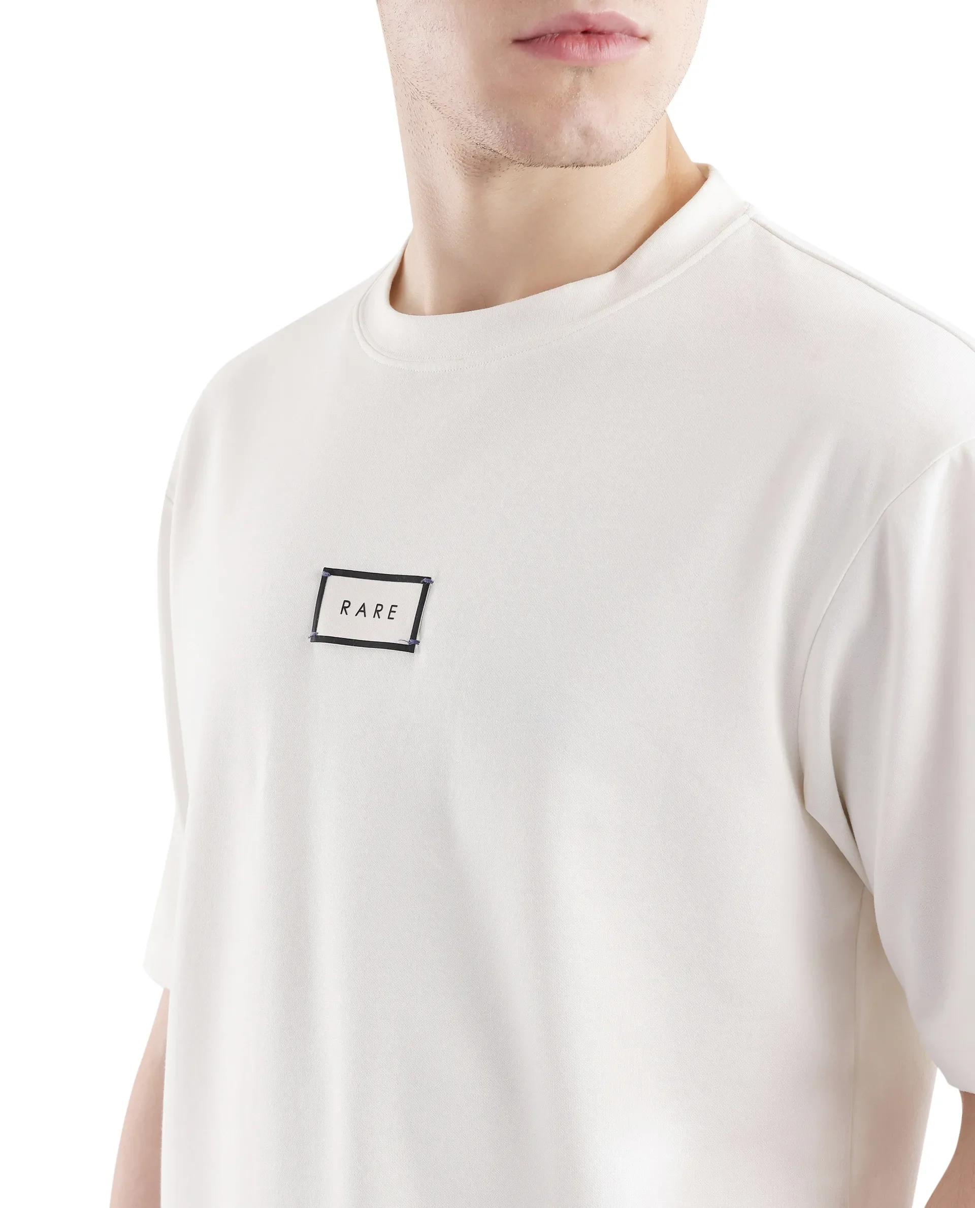 Rare Rabbit Men's Persus Off White Cotton Typography Print Boxy Fit Half Sleeve Crew Neck T-Shirt - Image 7