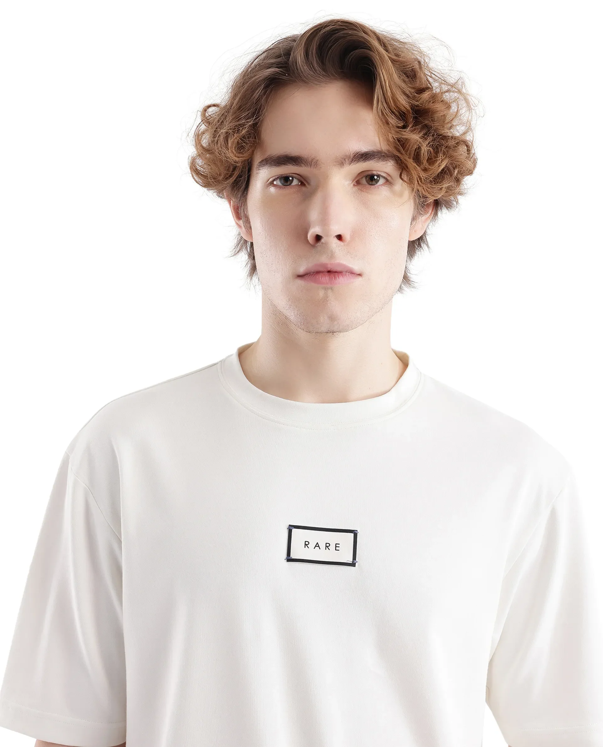 Rare Rabbit Men's Persus Off White Cotton Typography Print Boxy Fit Half Sleeve Crew Neck T-Shirt - Image 8