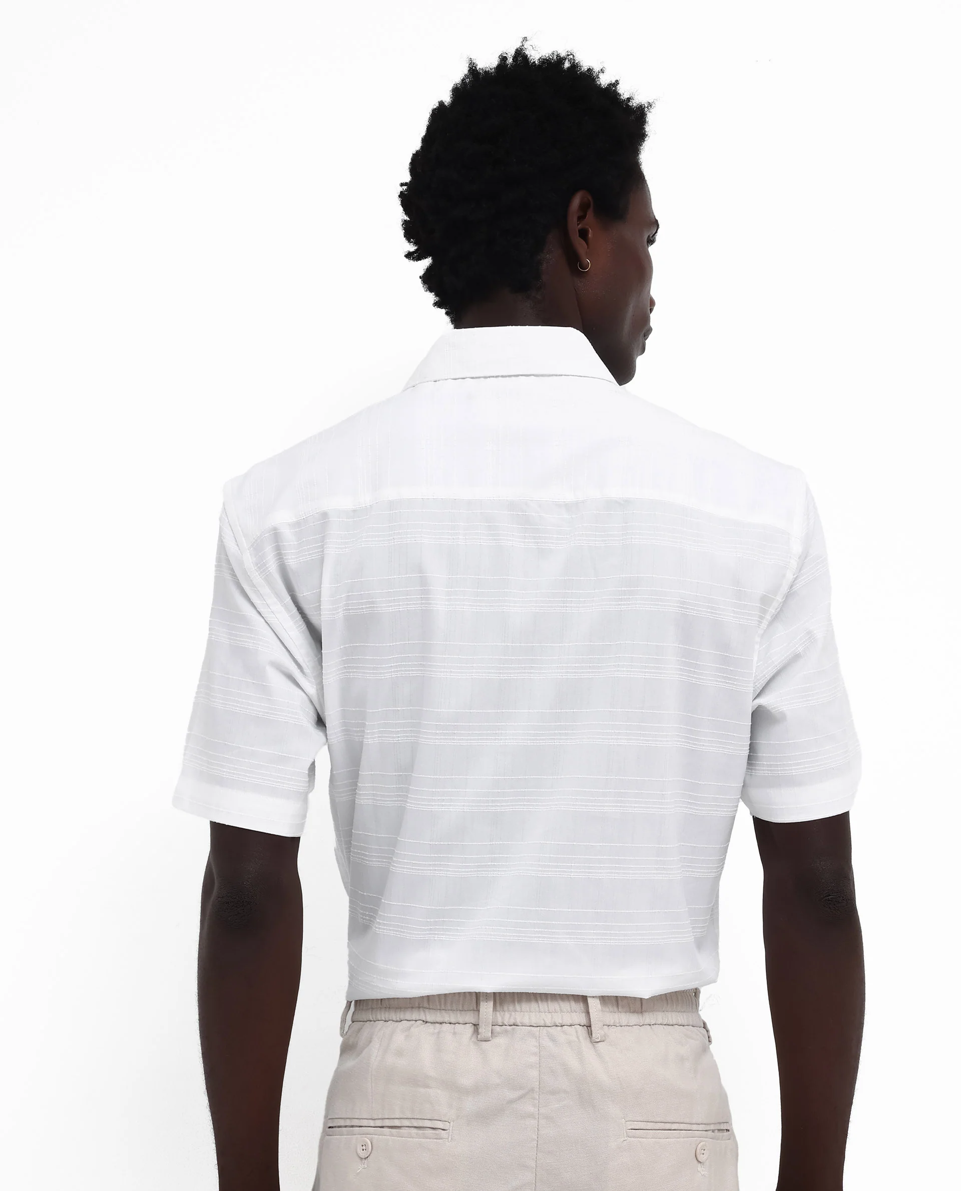 Rare Rabbit Men's Pesca White Cotton Checked Print Regular Fit Half Sleeve Collared Shirt - Image 8