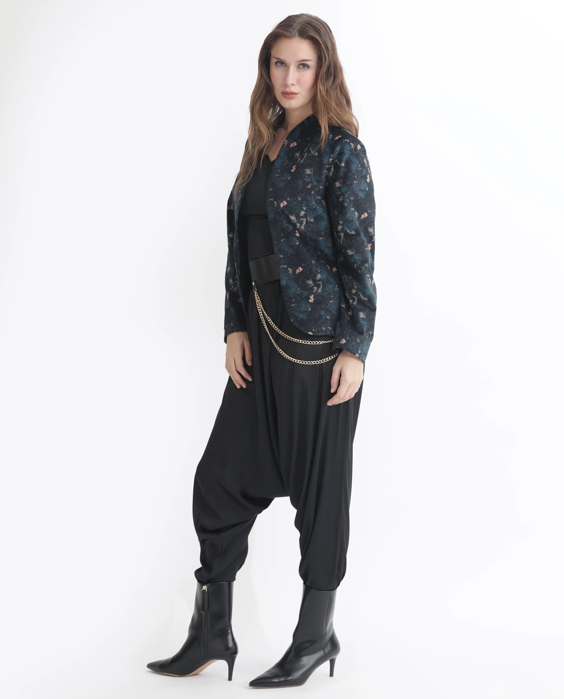Rareism Women's Pesko Navy Velvet Collarless Paisley Print Regular Fit Shrug - Image 4