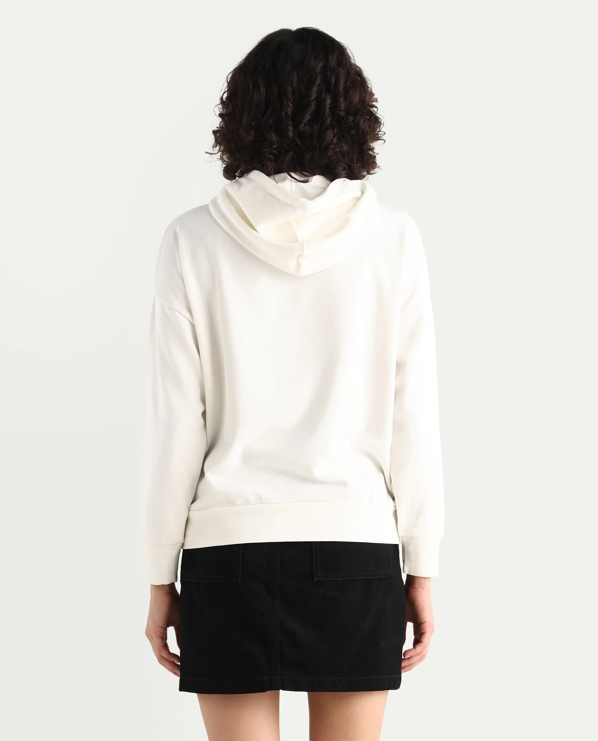 Rareism Women's Pesm Off White Knit Hooded Plain Relaxed Fit Sweatshirt - Image 7