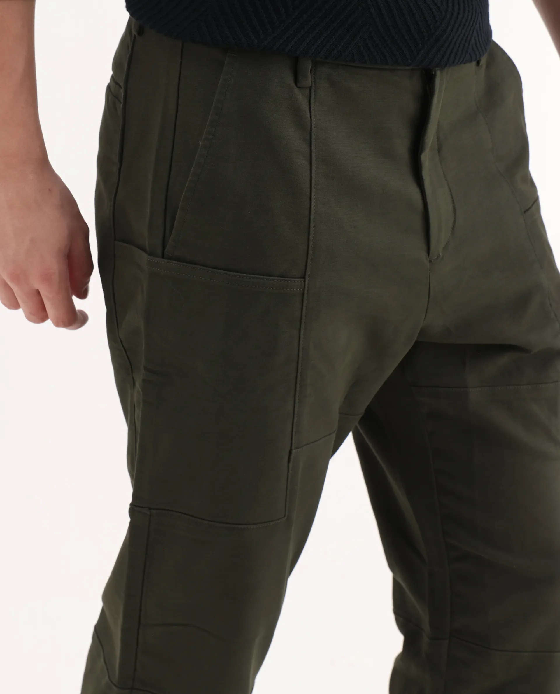 Rare Rabbit Men's Pesto Dark Olive Cotton Blend Plain Regular Fit Trouser - Image 3