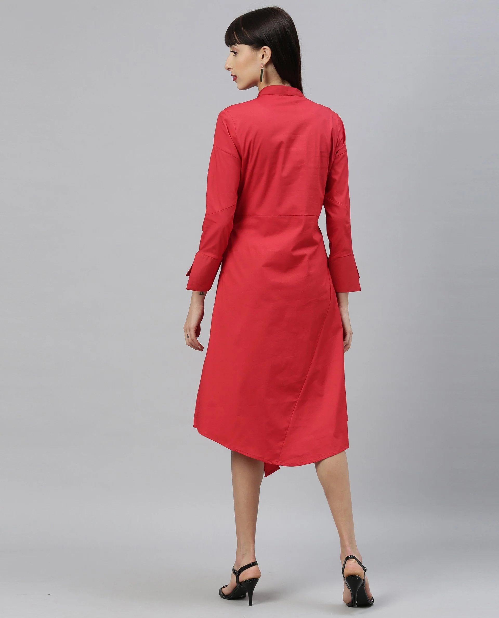 Rareism Women Petal Red Dress Full Sleeves - Image 5
