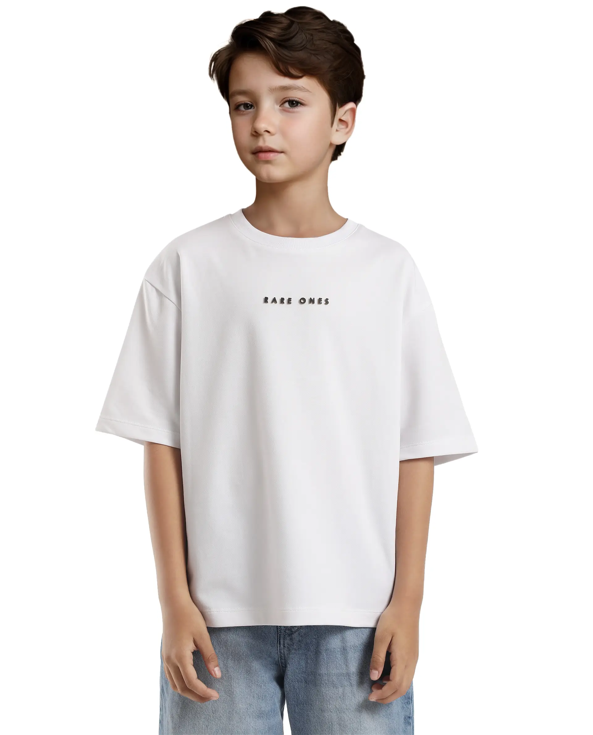 Rare Ones Kids Pete White Cotton Half Sleeves Crew Neck Oversized Fit Hd Print Branded T-Shirt - Image 3