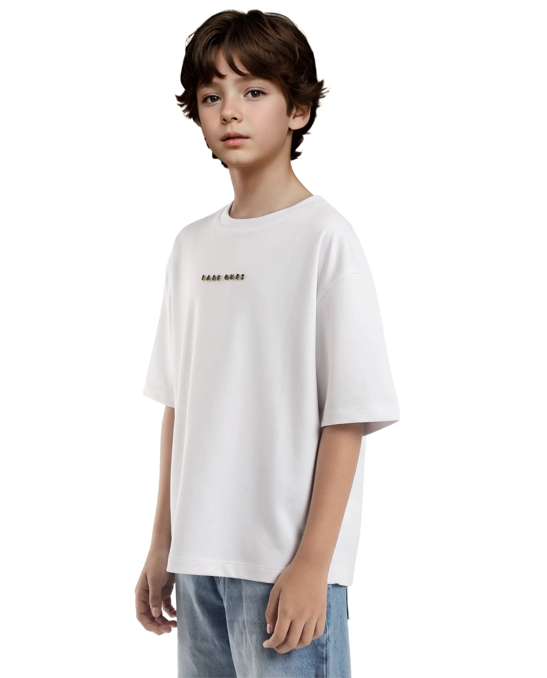 Rare Ones Kids Pete White Cotton Half Sleeves Crew Neck Oversized Fit Hd Print Branded T-Shirt - Image 7