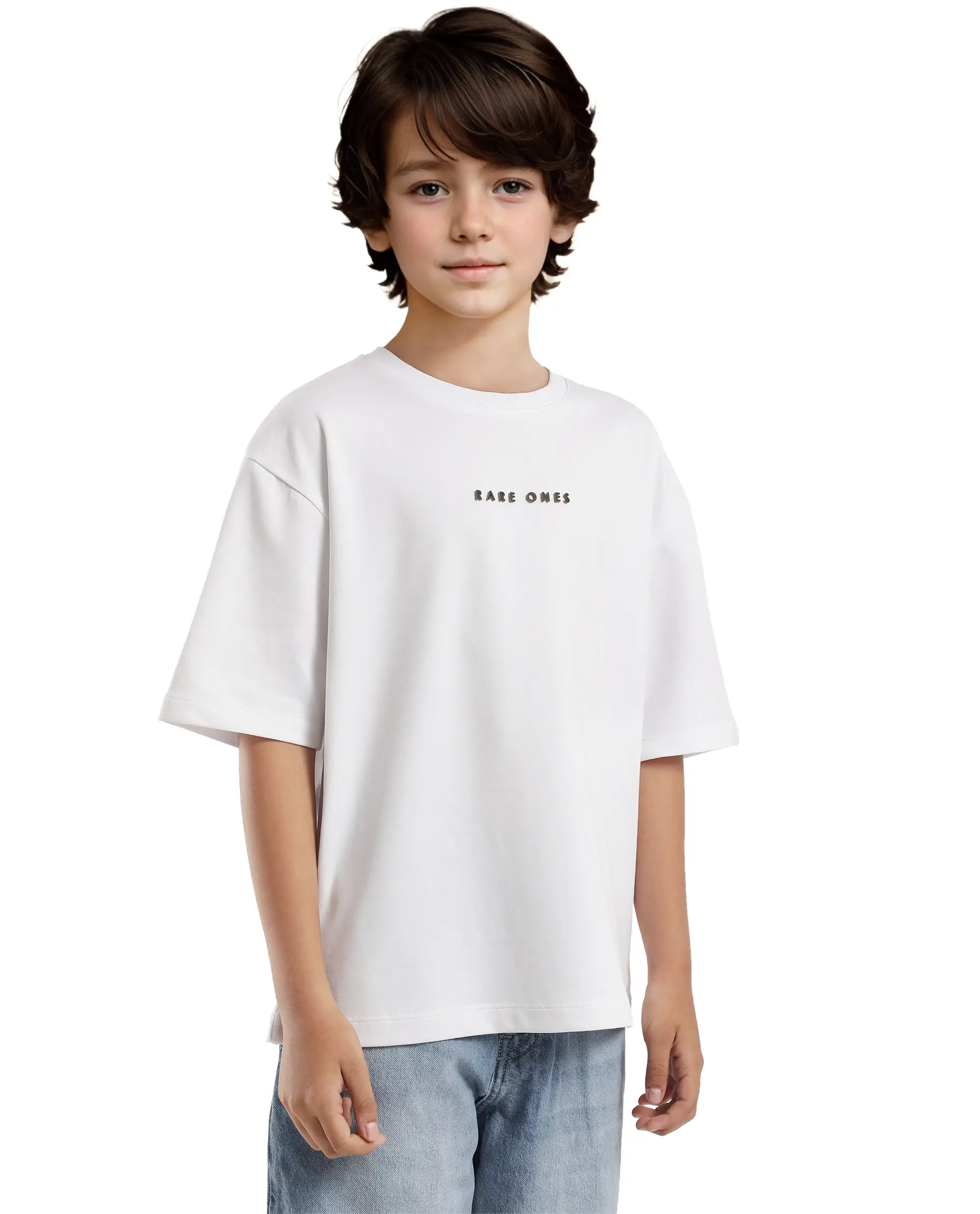 Rare Ones Kids Pete White Cotton Half Sleeves Crew Neck Oversized Fit Hd Print Branded T-Shirt - Image 8