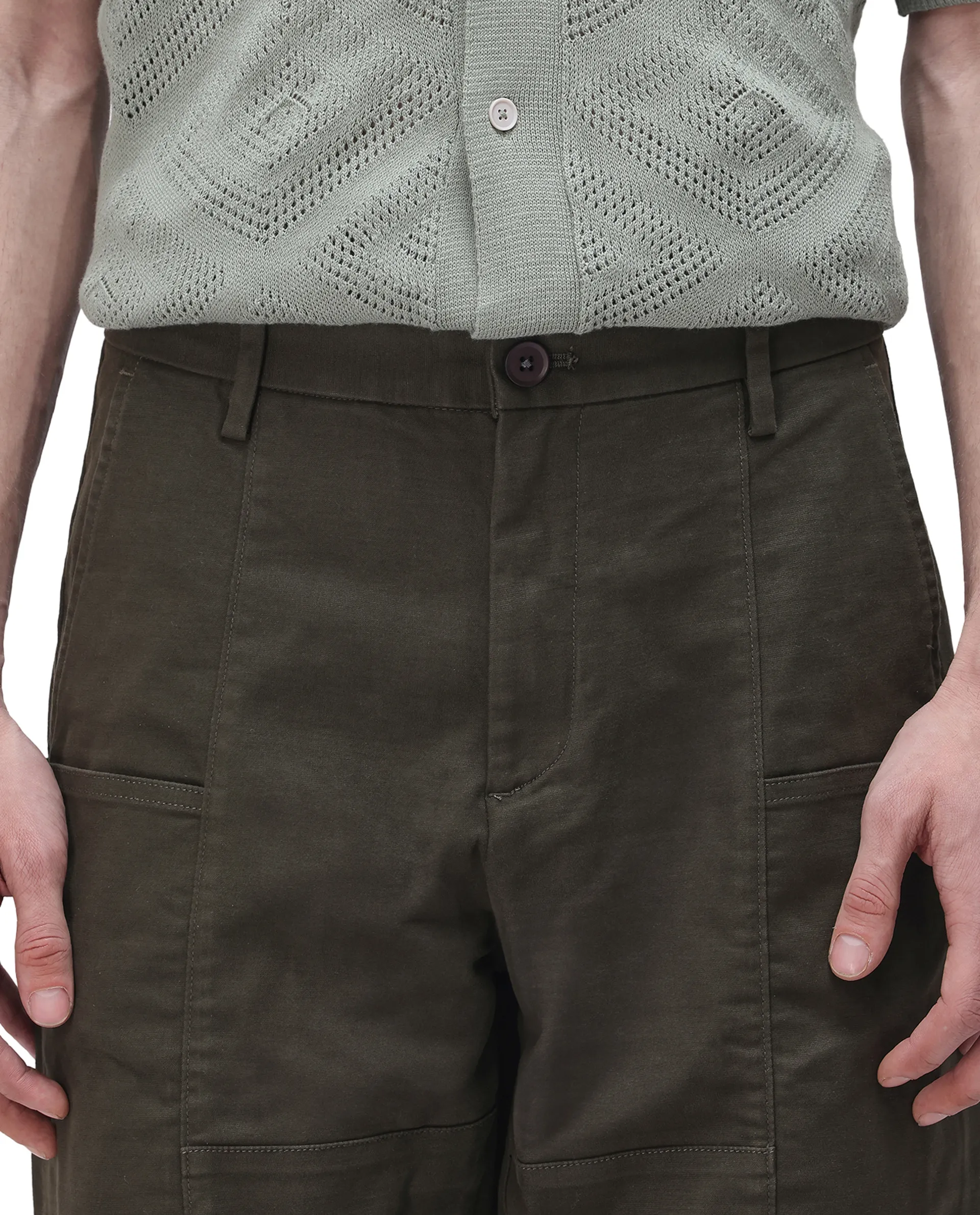 Rare Rabbit Men's Petro Dark Olive Cotton Plain Straight Fit Trouser - Image 3