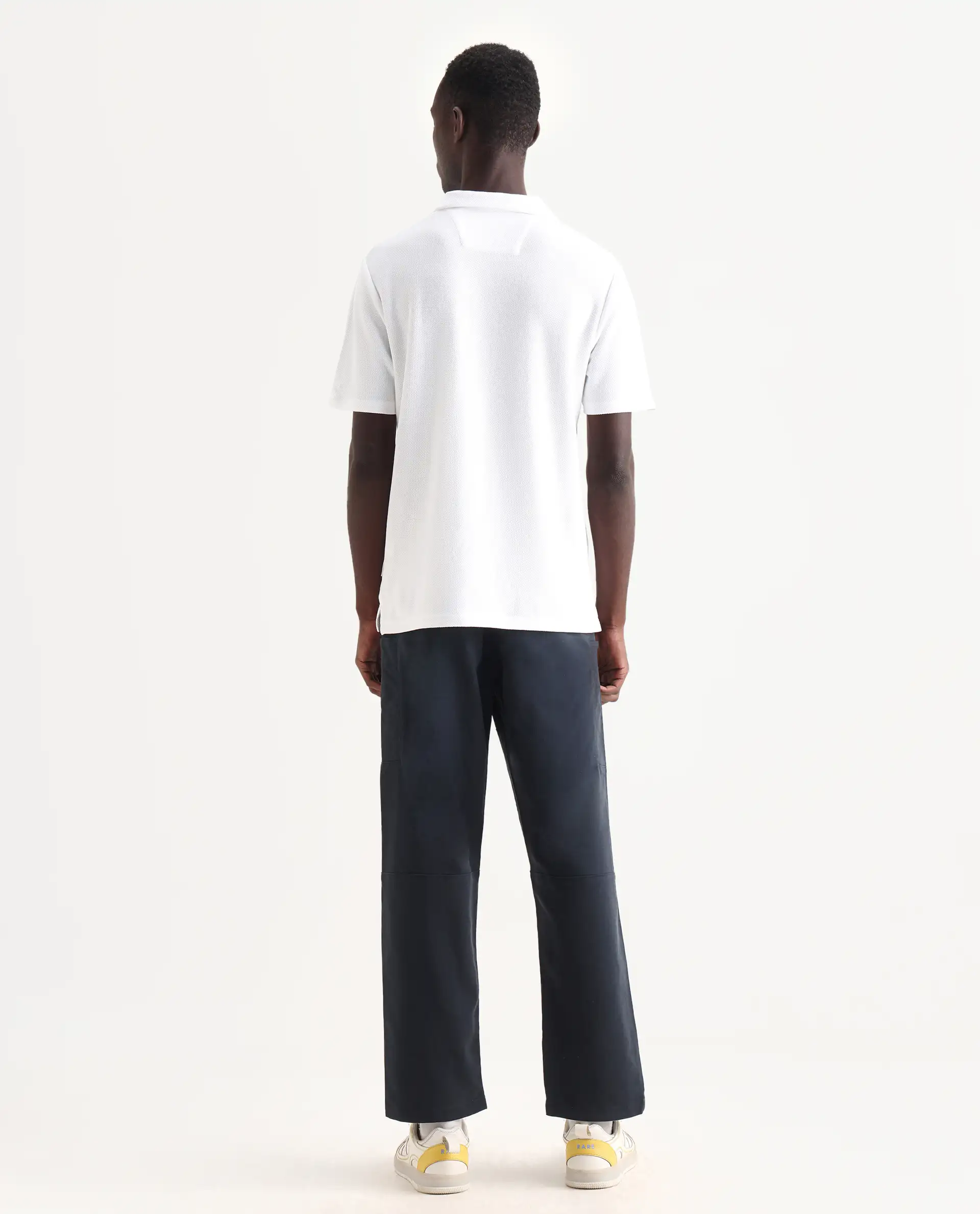 Rare Rabbit Men's Petro Navy Cotton Plain Straight Fit Trouser - Image 7