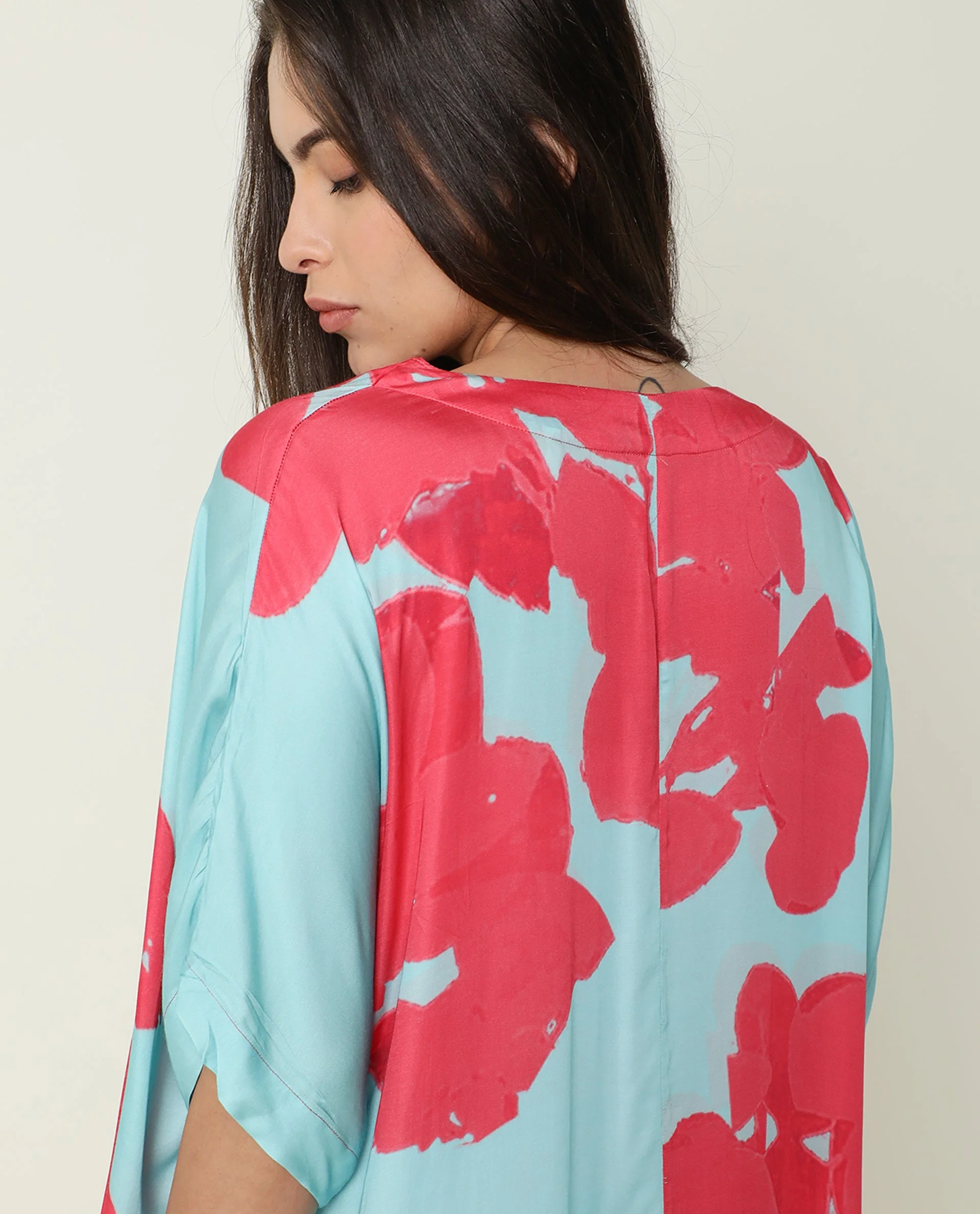 Rareism Women's Petunia Navy Collarless Floral Print Knee Length Relaxed Fit Shrug - Image 3