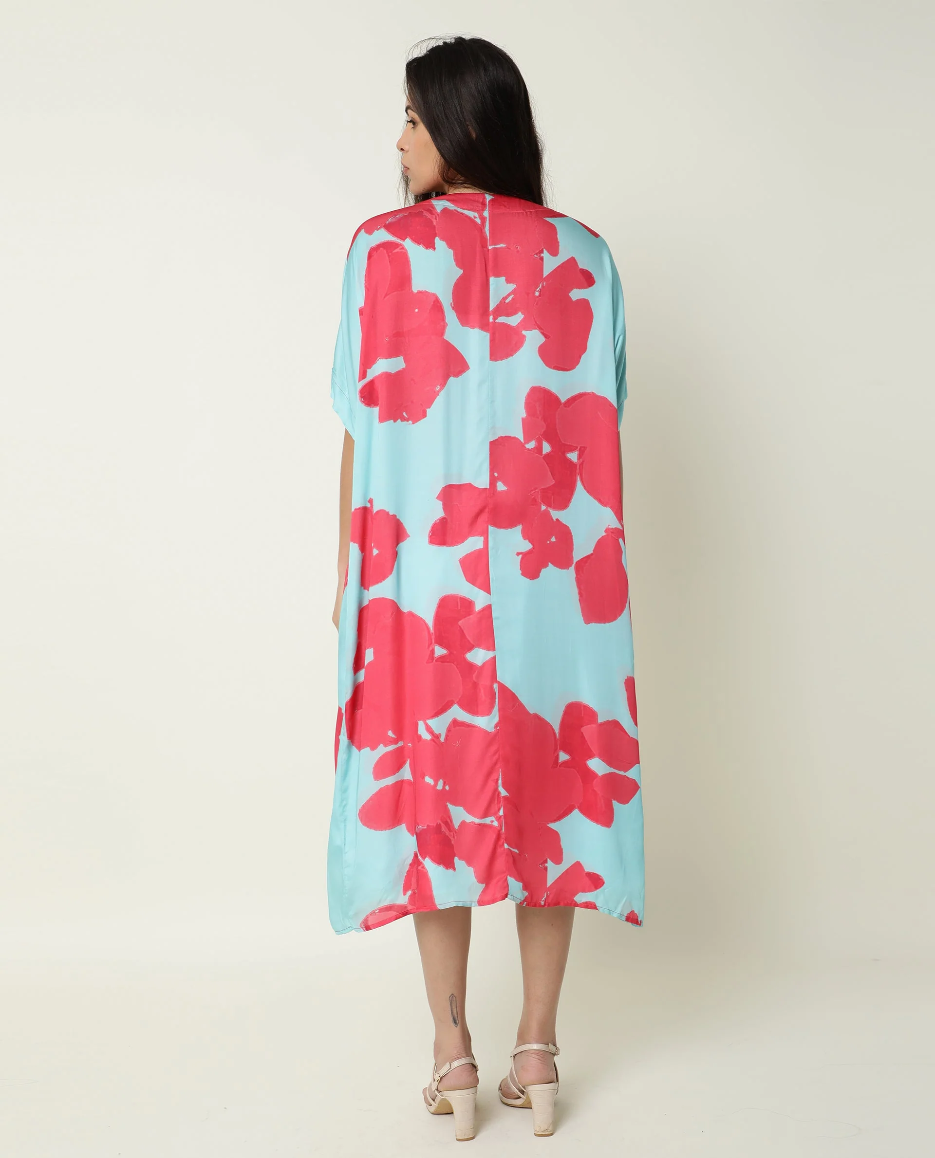 Rareism Women's Petunia Navy Collarless Floral Print Knee Length Relaxed Fit Shrug - Image 7