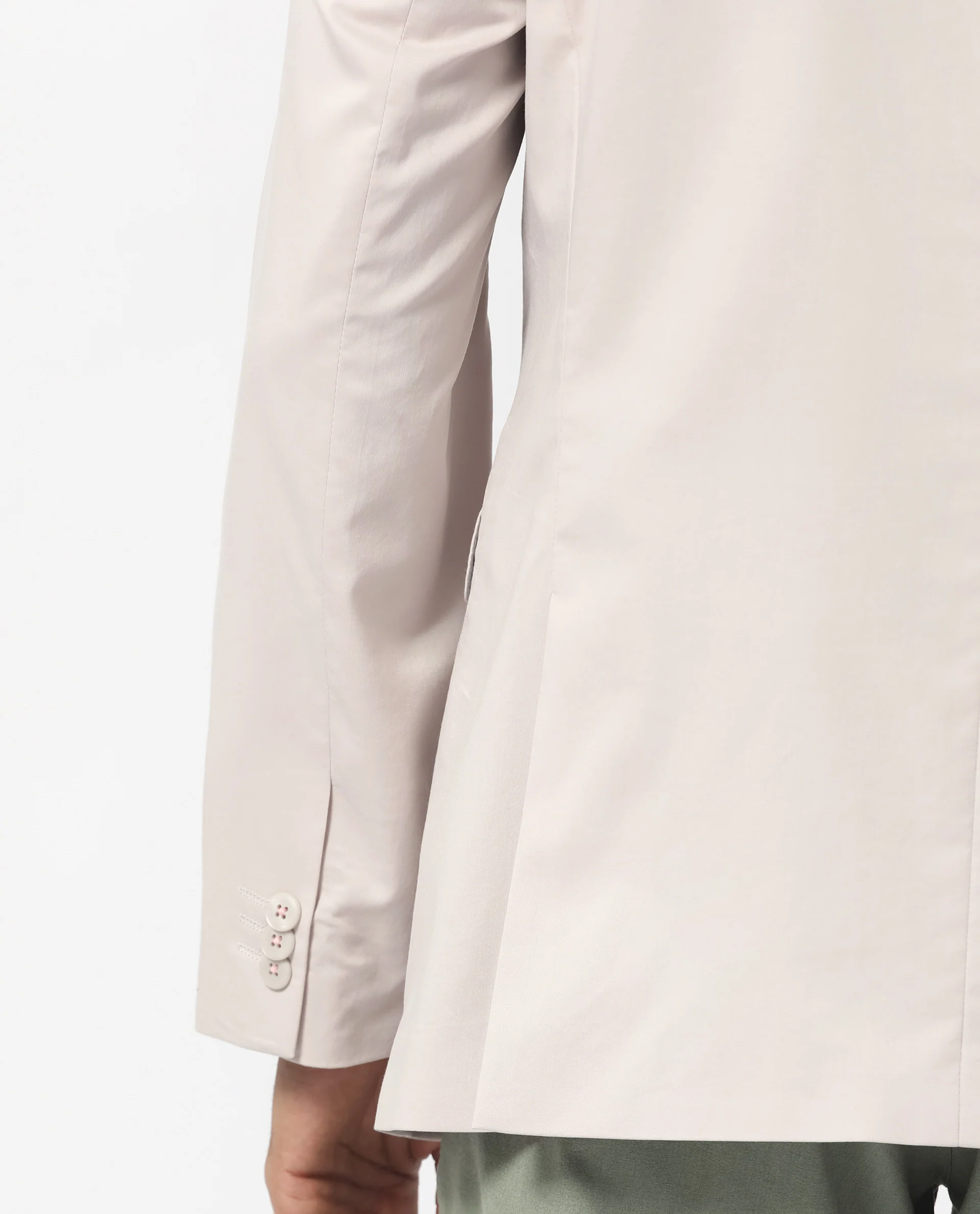 Rare Rabbit Men's Peyton Light Beige Polyester Plain Tailored Fit Full Sleeve Lapel Neck Blazer - Image 4