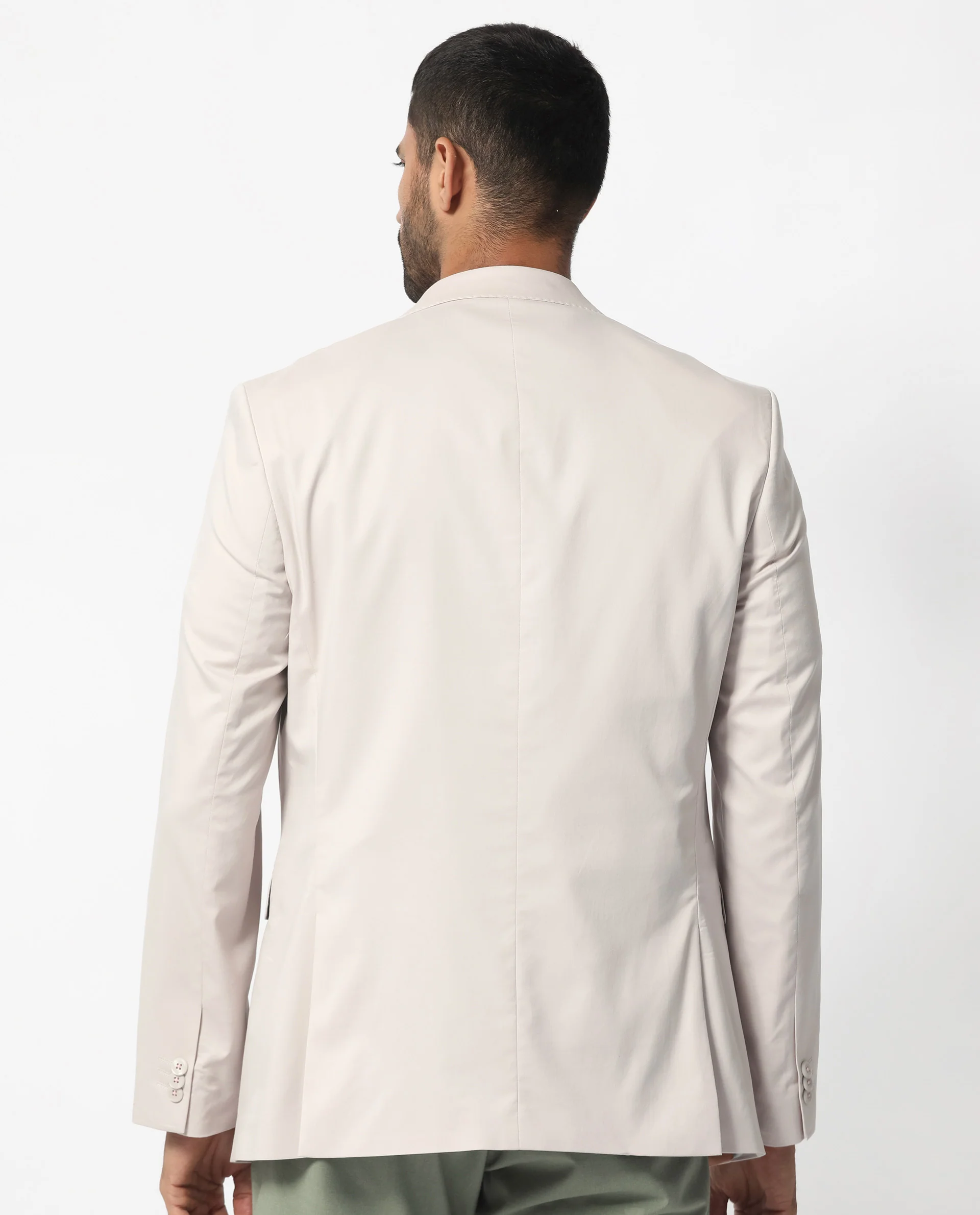 Rare Rabbit Men's Peyton Light Beige Polyester Plain Tailored Fit Full Sleeve Lapel Neck Blazer - Image 9