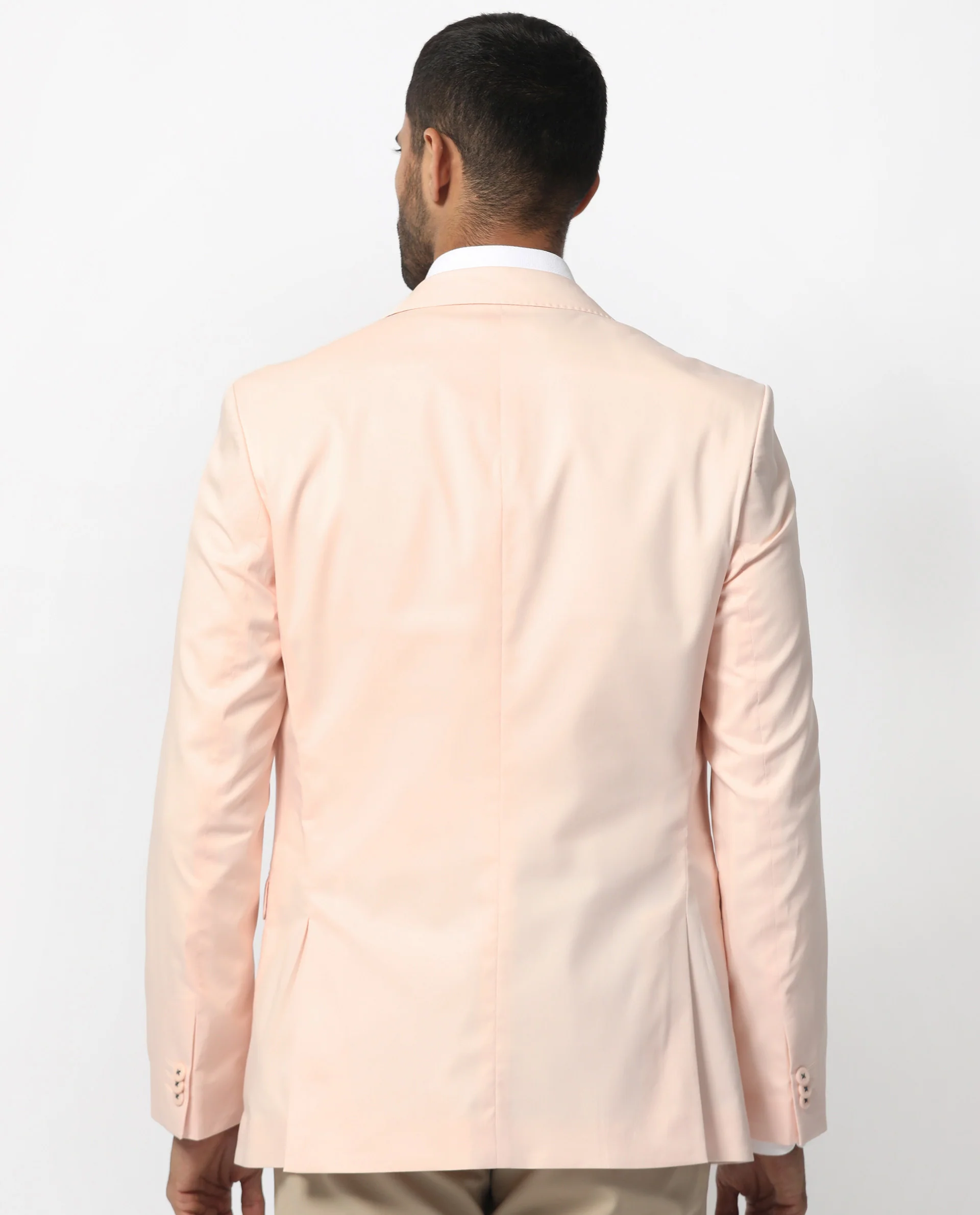 Rare Rabbit Men's Peyton Pastel Pink Polyester Plain Tailored Fit Full Sleeve Lapel Neck Blazer - Image 9