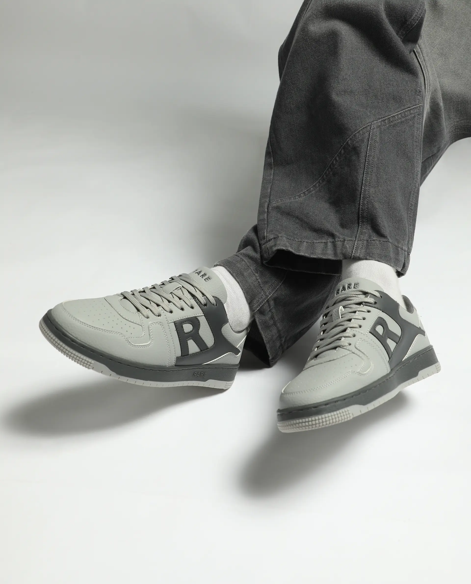 Rare Rabbit Men's Phantom Grey Micro Fiber Navy Causal Sneaker - Image 2