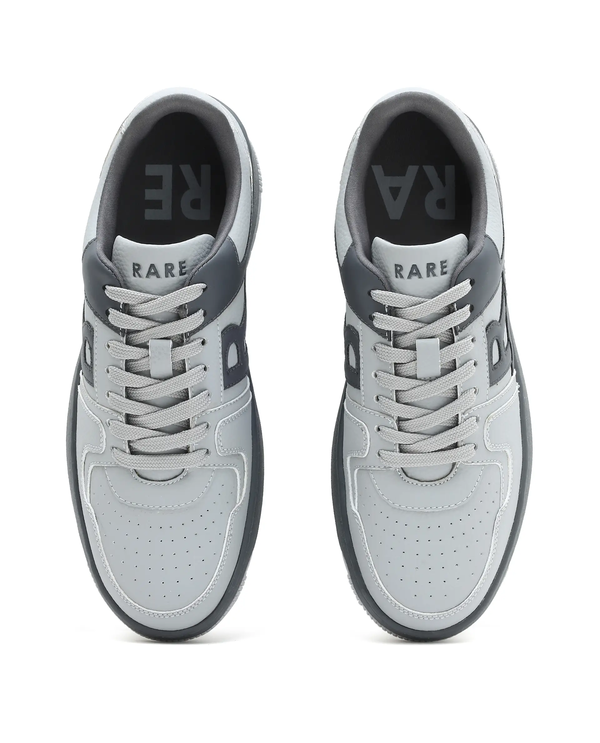 Rare Rabbit Men's Phantom Grey Micro Fiber Navy Causal Sneaker - Image 4
