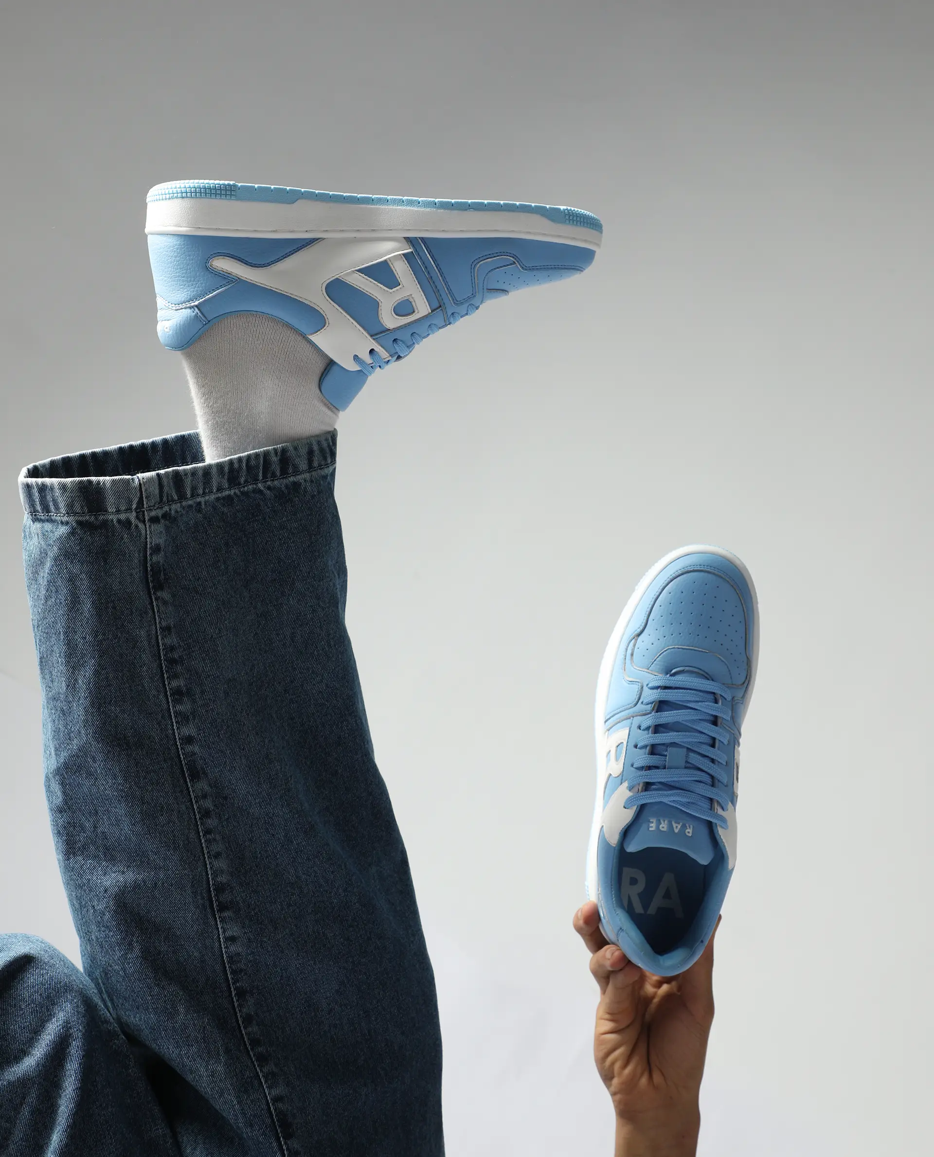 Rare Rabbit Men's Phantom Light Blue Micro Fiber Navy Causal Sneaker - Image 2