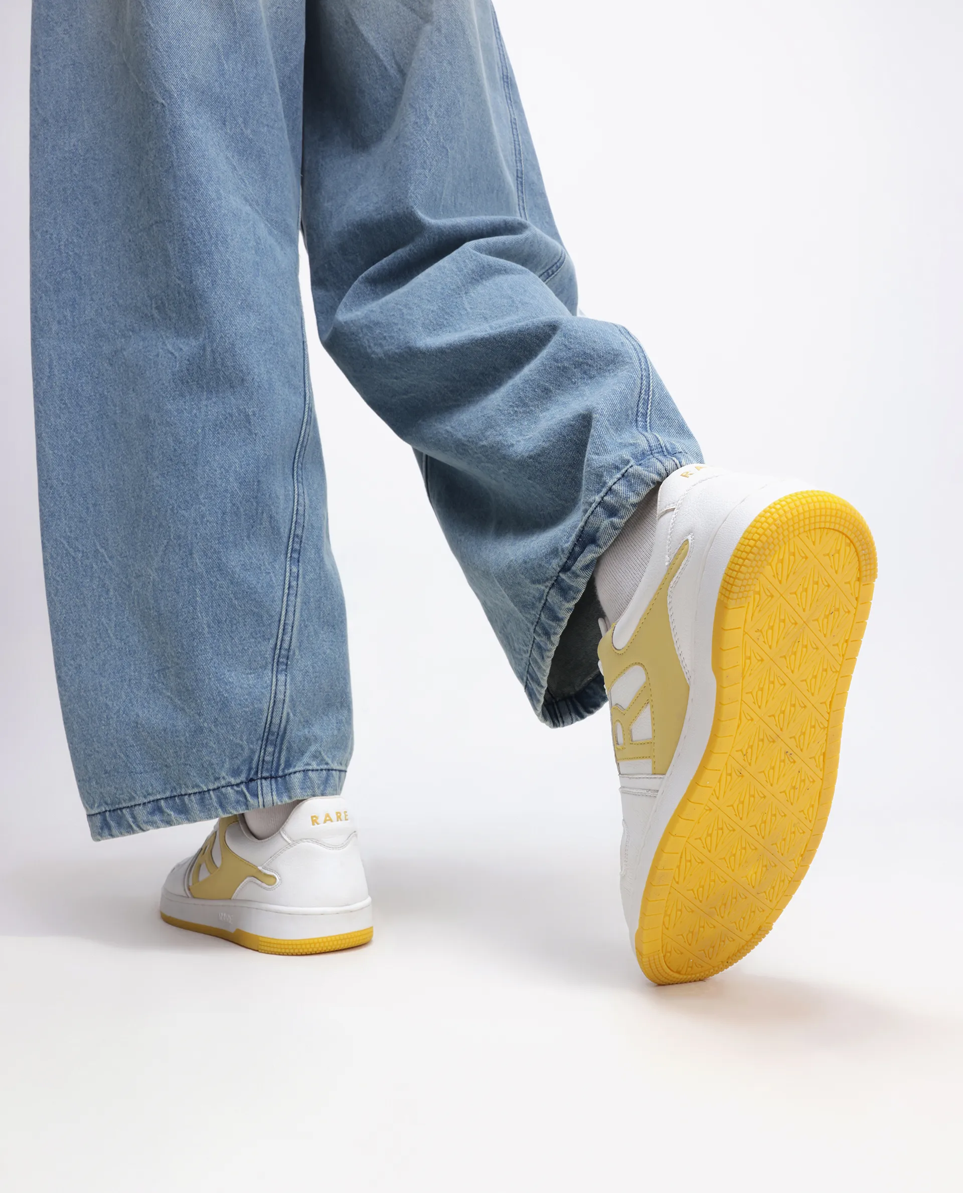 Rare Rabbit Men's Phantom Yellow Micro Fiber Navy Causal Sneaker - Image 2