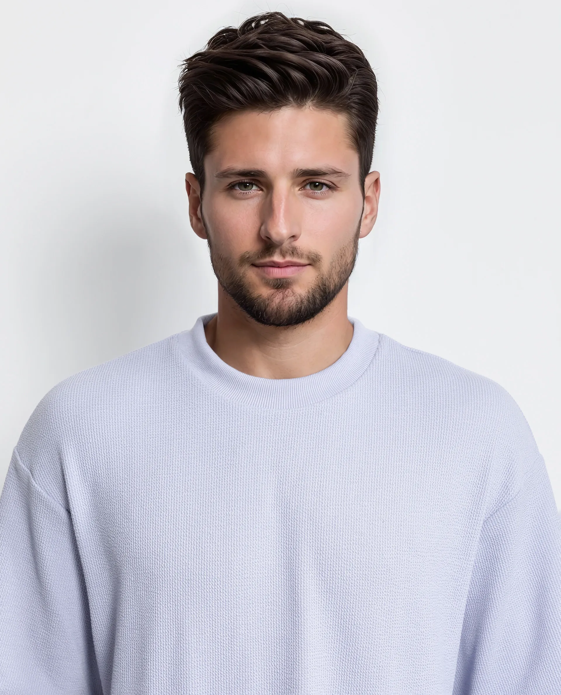 Rare Rabbit Men's Phix Dusky Purple Polyester Blend Textured Oversized Fit Half Sleeve Crew Neck T-Shirt - Image 7