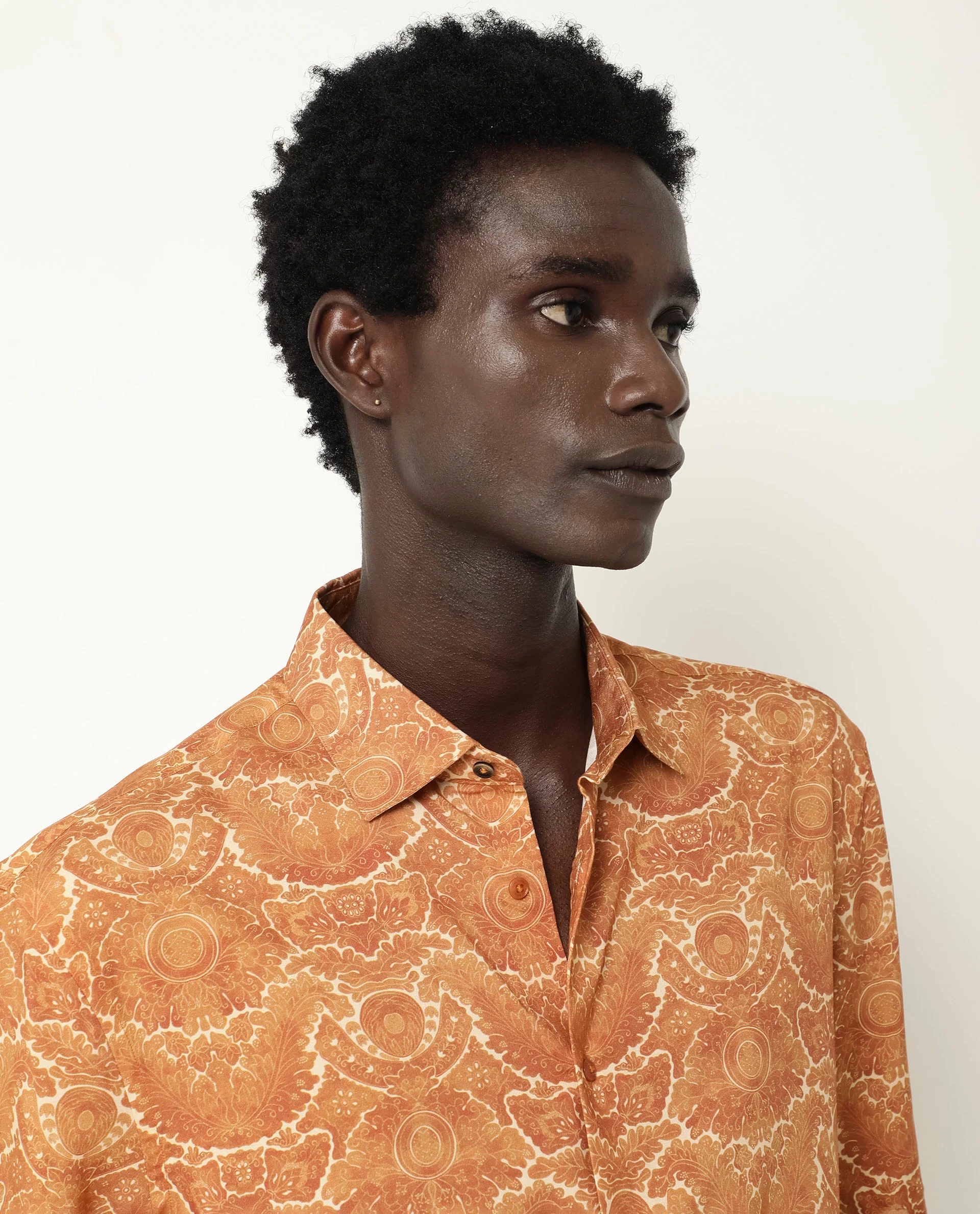 Rare Rabbit Men's Picano Mustard Viscose Floral Print Boxy Fit Half Sleeve Collared Shirt - Image 6