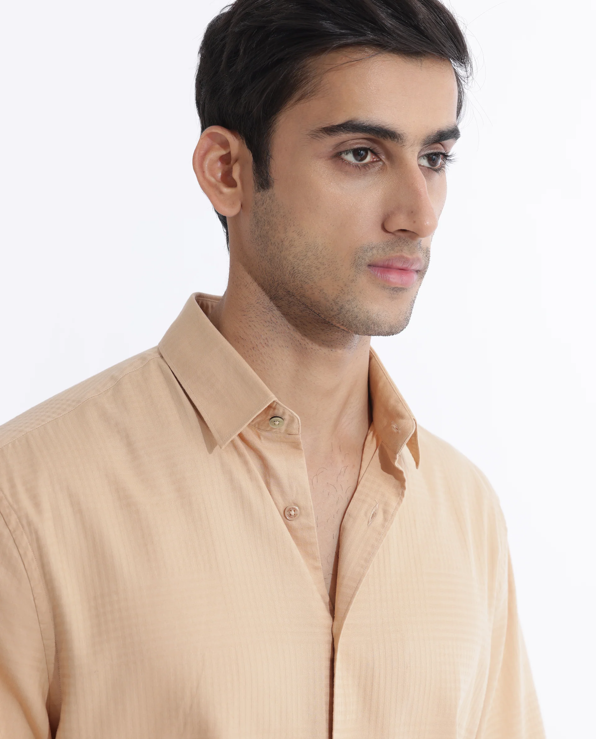 Rare Rabbit Men's Pied Beige Cotton Checked Print Regular Fit Half Sleeve Collared Shirt - Image 4
