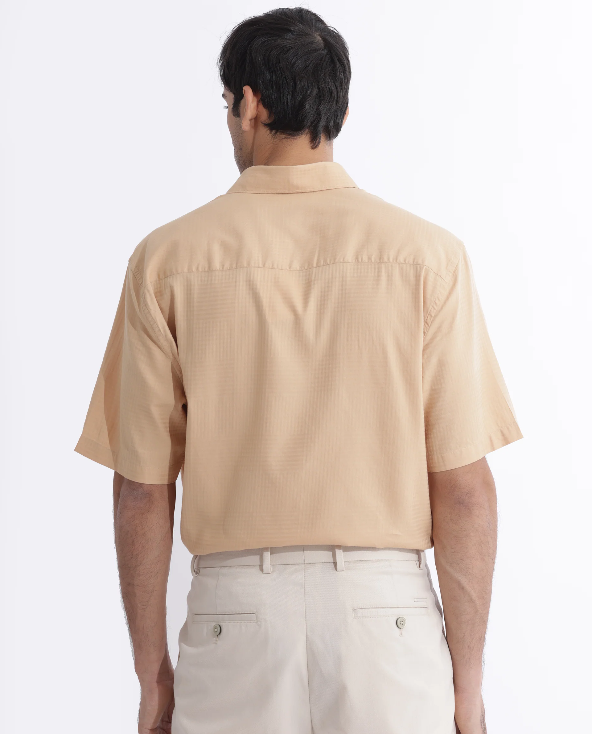 Rare Rabbit Men's Pied Beige Cotton Checked Print Regular Fit Half Sleeve Collared Shirt - Image 7