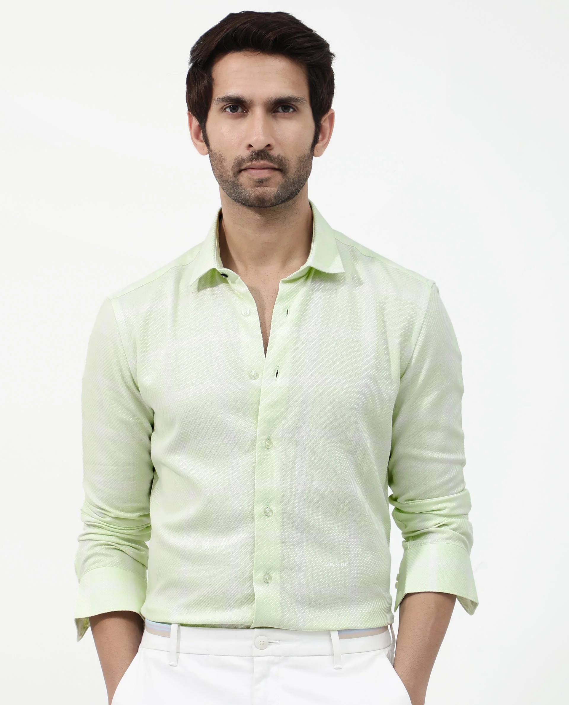 Rare Rabbit Men's Pierce Light Green Cotton Blend Checked Print Regular Fit Full Sleeve Collared Shirt - Image 10