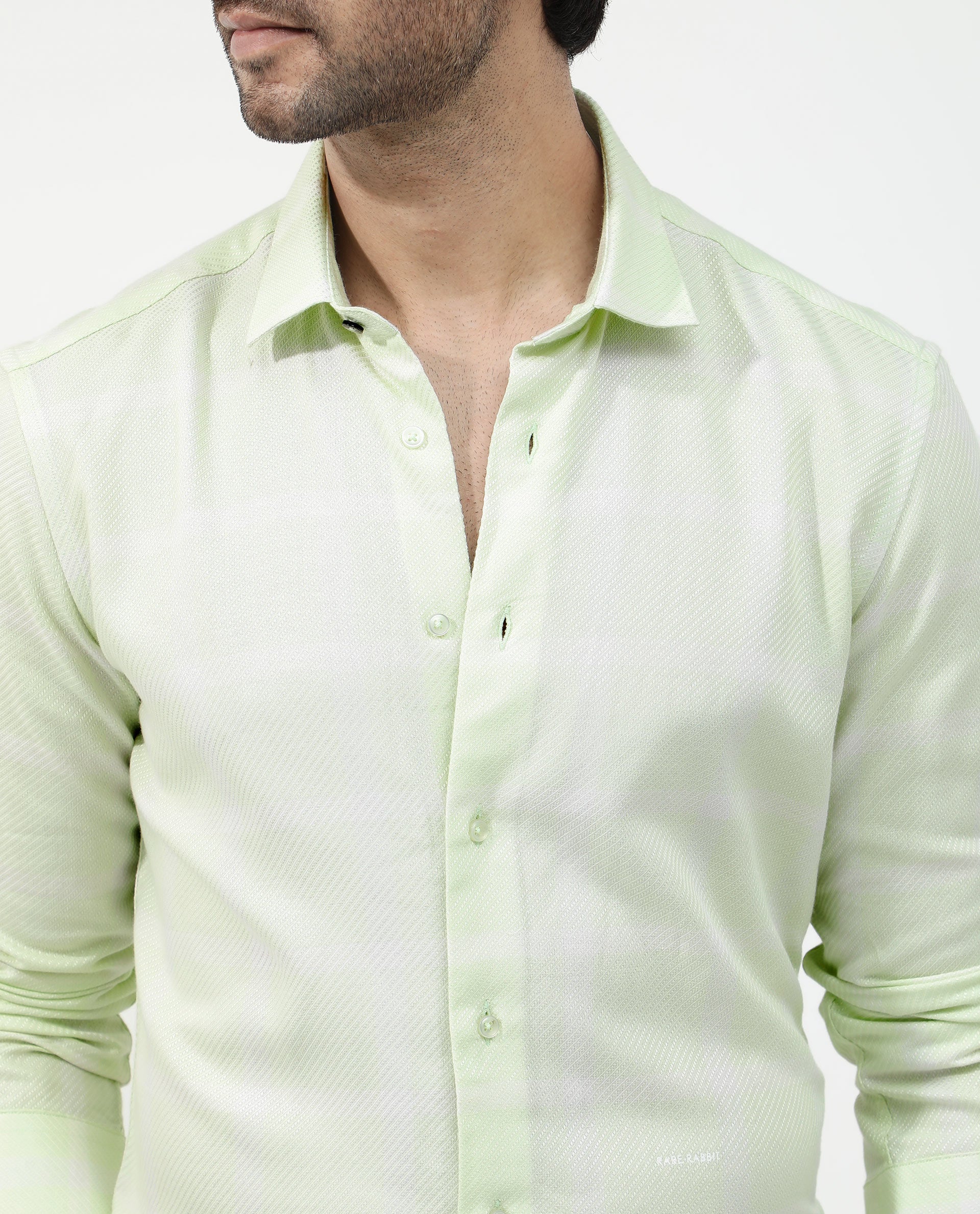 Rare Rabbit Men's Pierce Light Green Cotton Blend Checked Print Regular Fit Full Sleeve Collared Shirt - Image 4