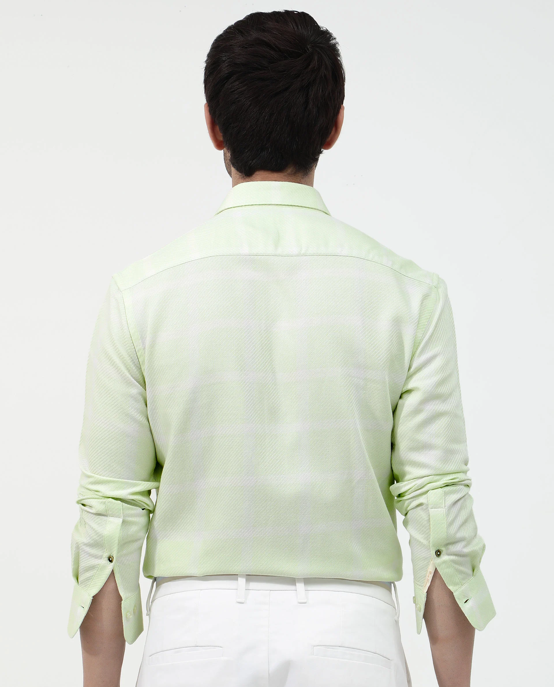 Rare Rabbit Men's Pierce Light Green Cotton Blend Checked Print Regular Fit Full Sleeve Collared Shirt - Image 7