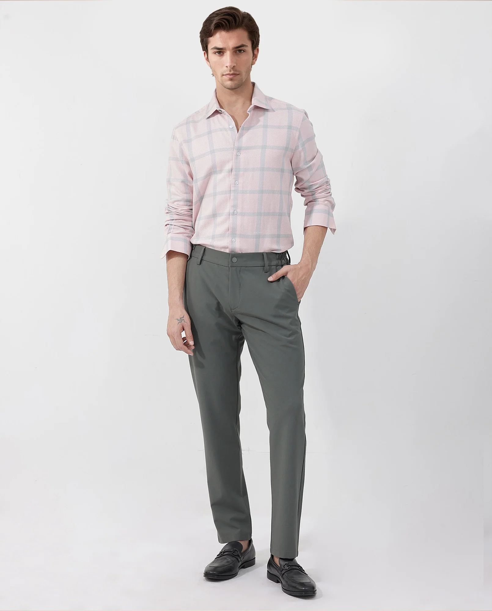 Rare Rabbit Men's Pierce Pink Cotton Blend Checked Print Regular Fit Full Sleeve Collared Shirt - Image 2