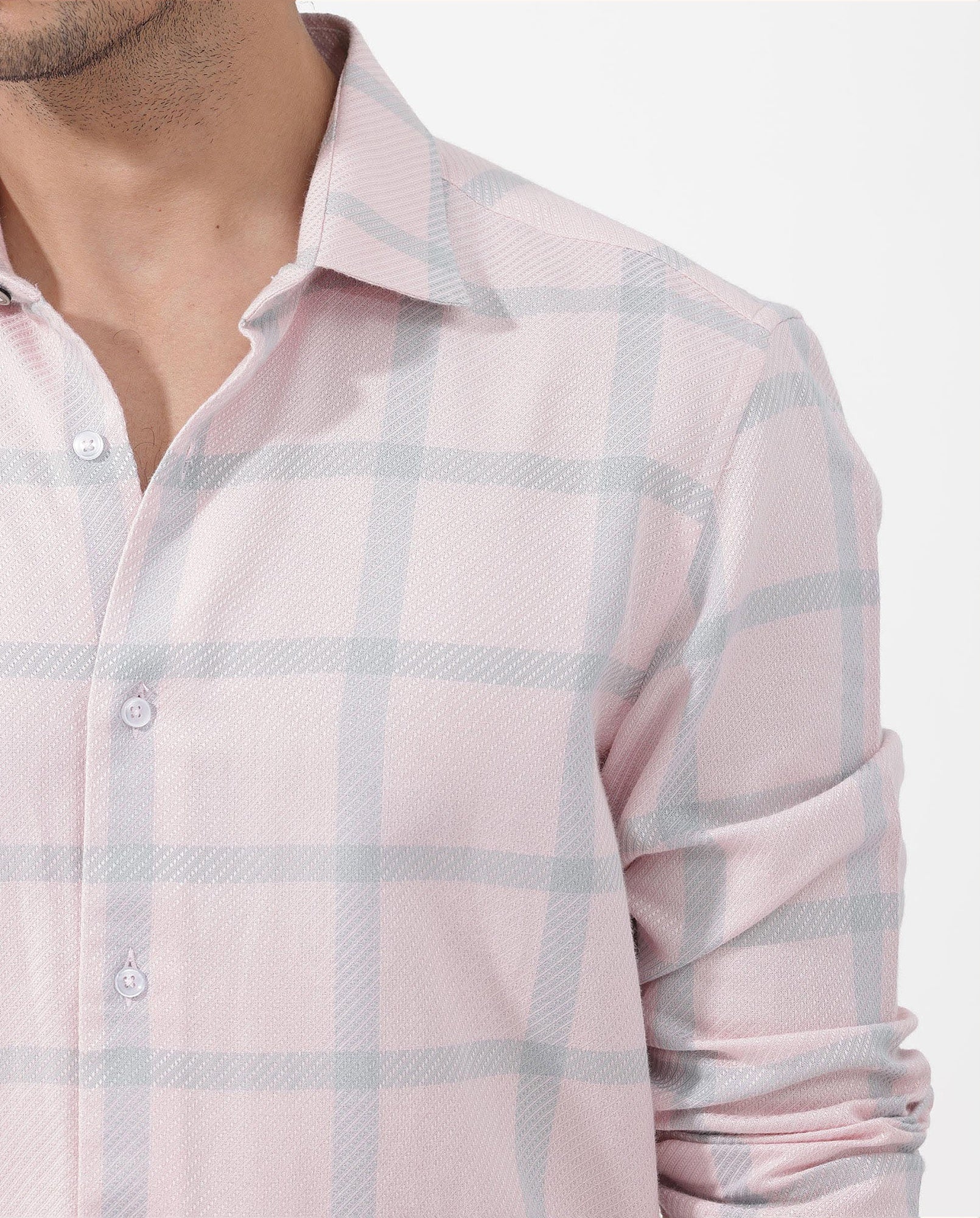 Rare Rabbit Men's Pierce Pink Cotton Blend Checked Print Regular Fit Full Sleeve Collared Shirt - Image 3