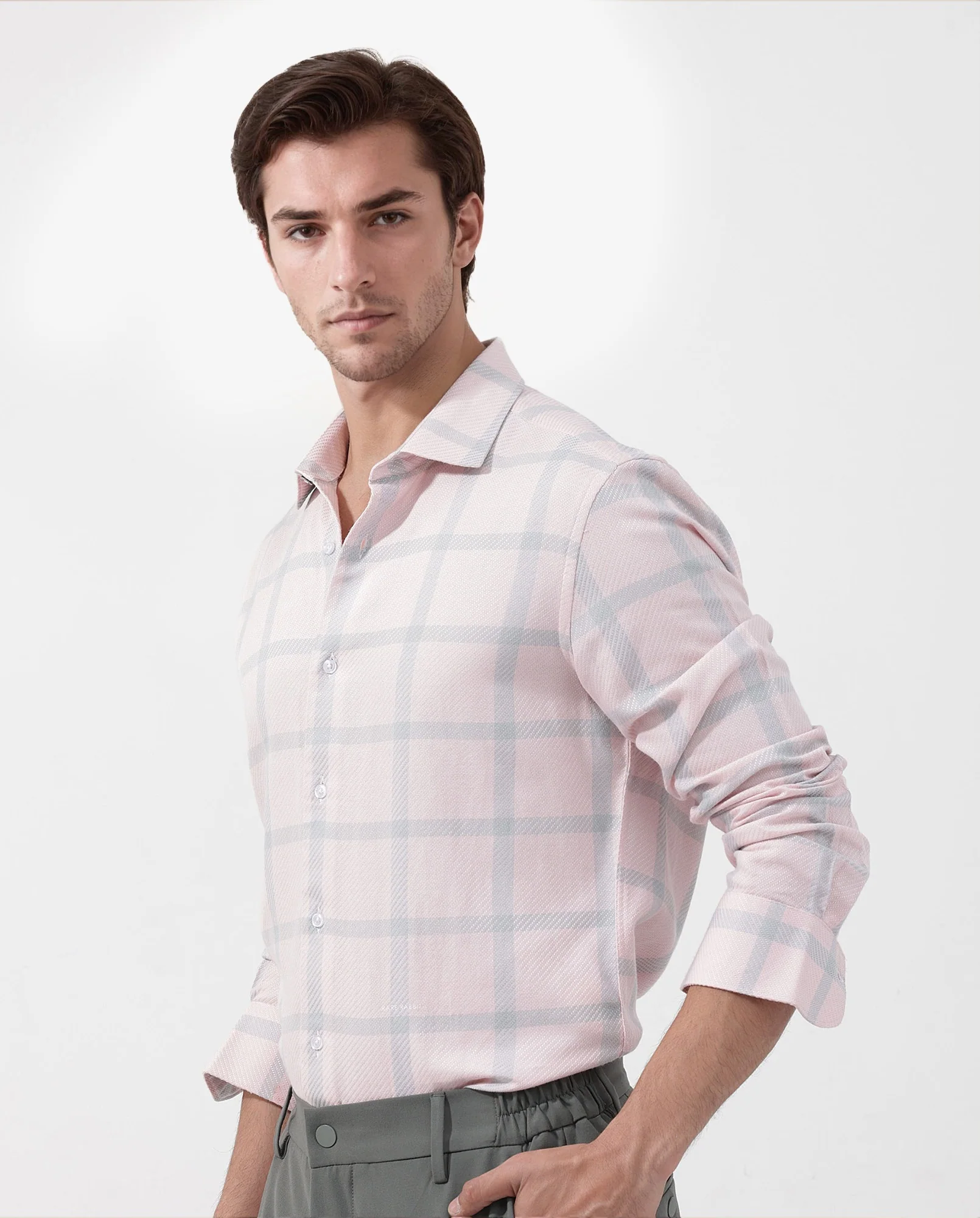 Rare Rabbit Men's Pierce Pink Cotton Blend Checked Print Regular Fit Full Sleeve Collared Shirt - Image 6
