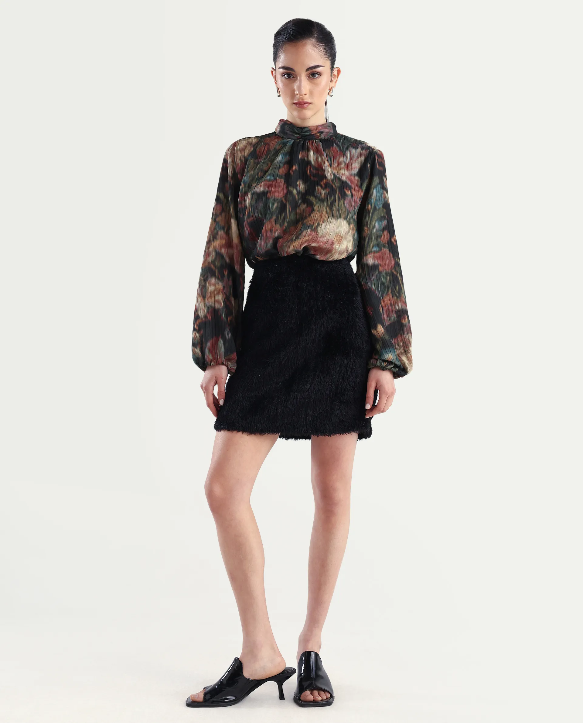 Rareism Women's Pilxar B Black Acrylic Dyed Mini Fitted Skirt - Image 3