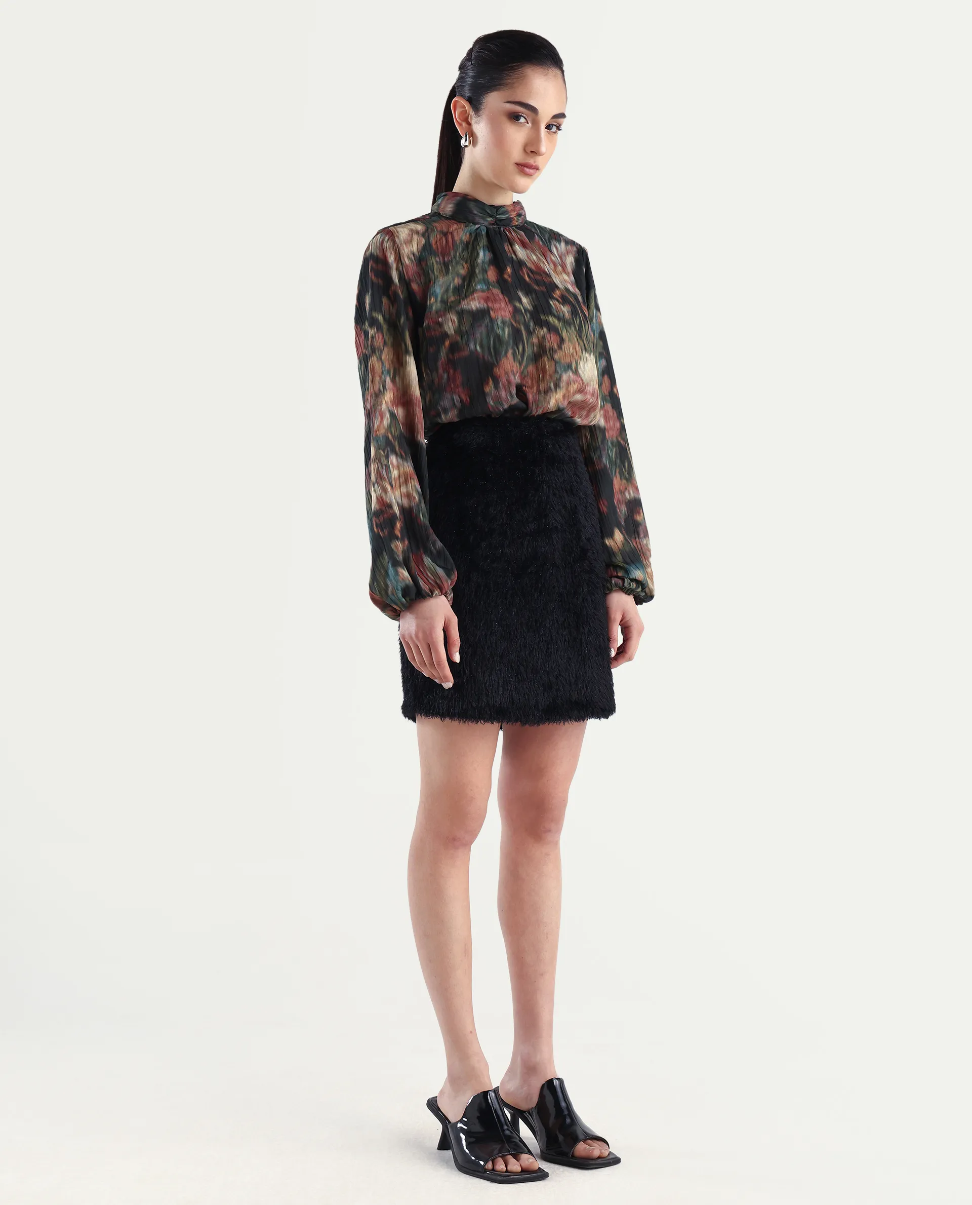 Rareism Women's Pilxar B Black Acrylic Dyed Mini Fitted Skirt - Image 6