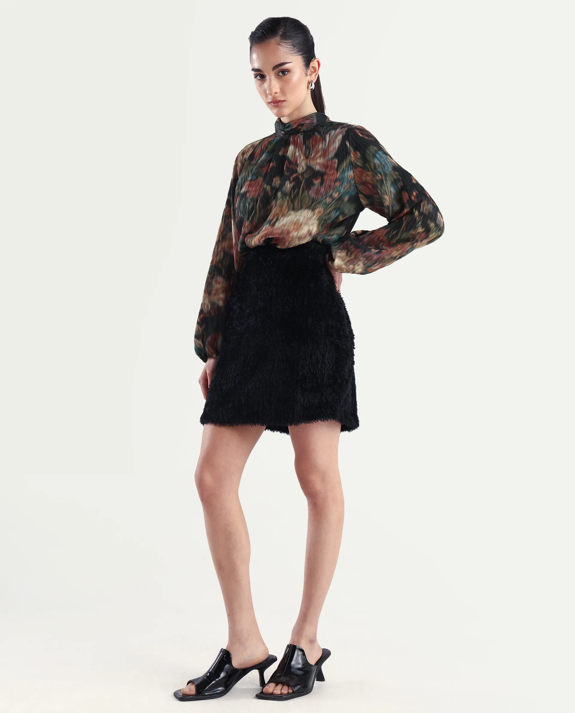Rareism Women's Pilxar B Black Acrylic Dyed Mini Fitted Skirt - Image 7