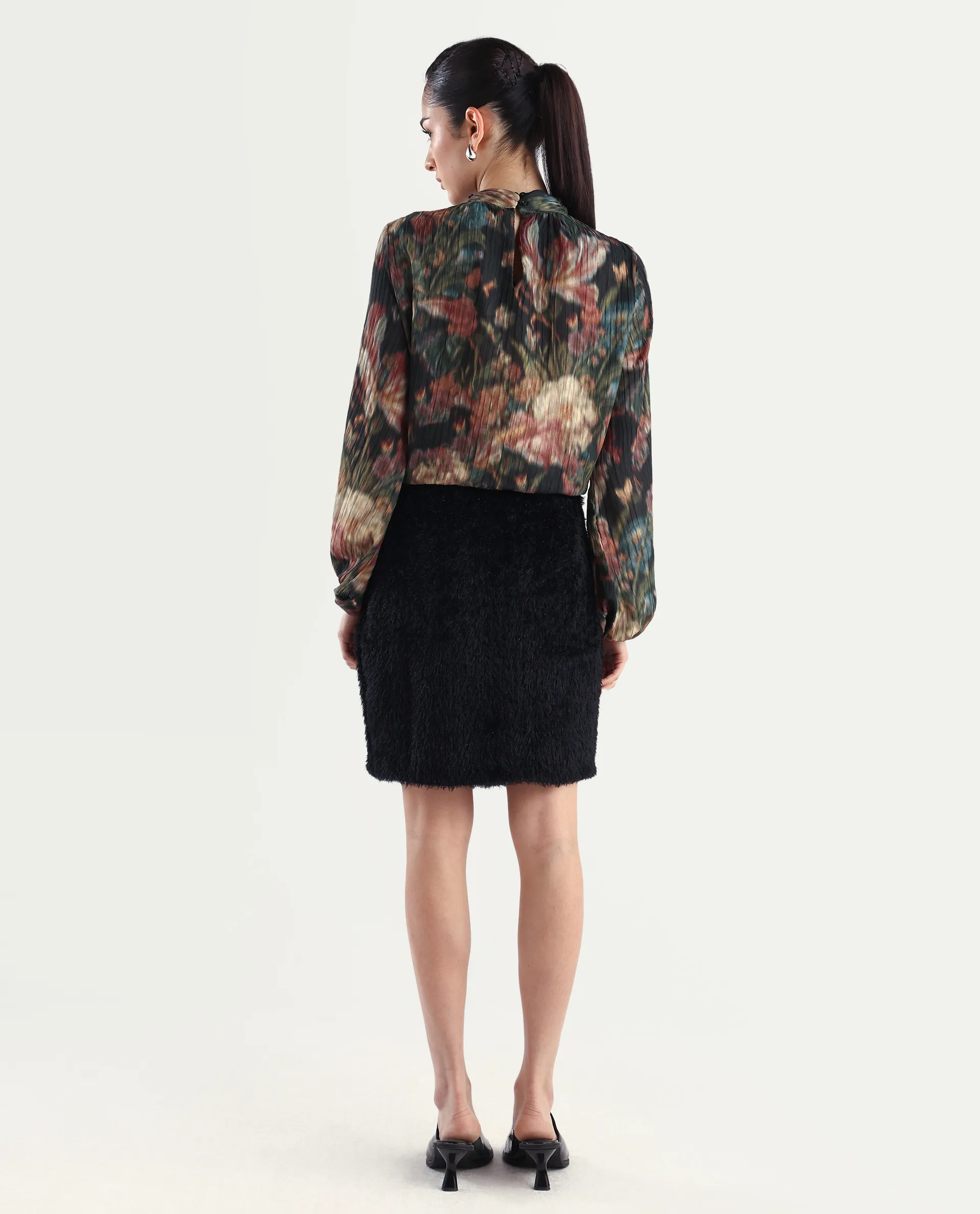 Rareism Women's Pilxar B Black Acrylic Dyed Mini Fitted Skirt - Image 8