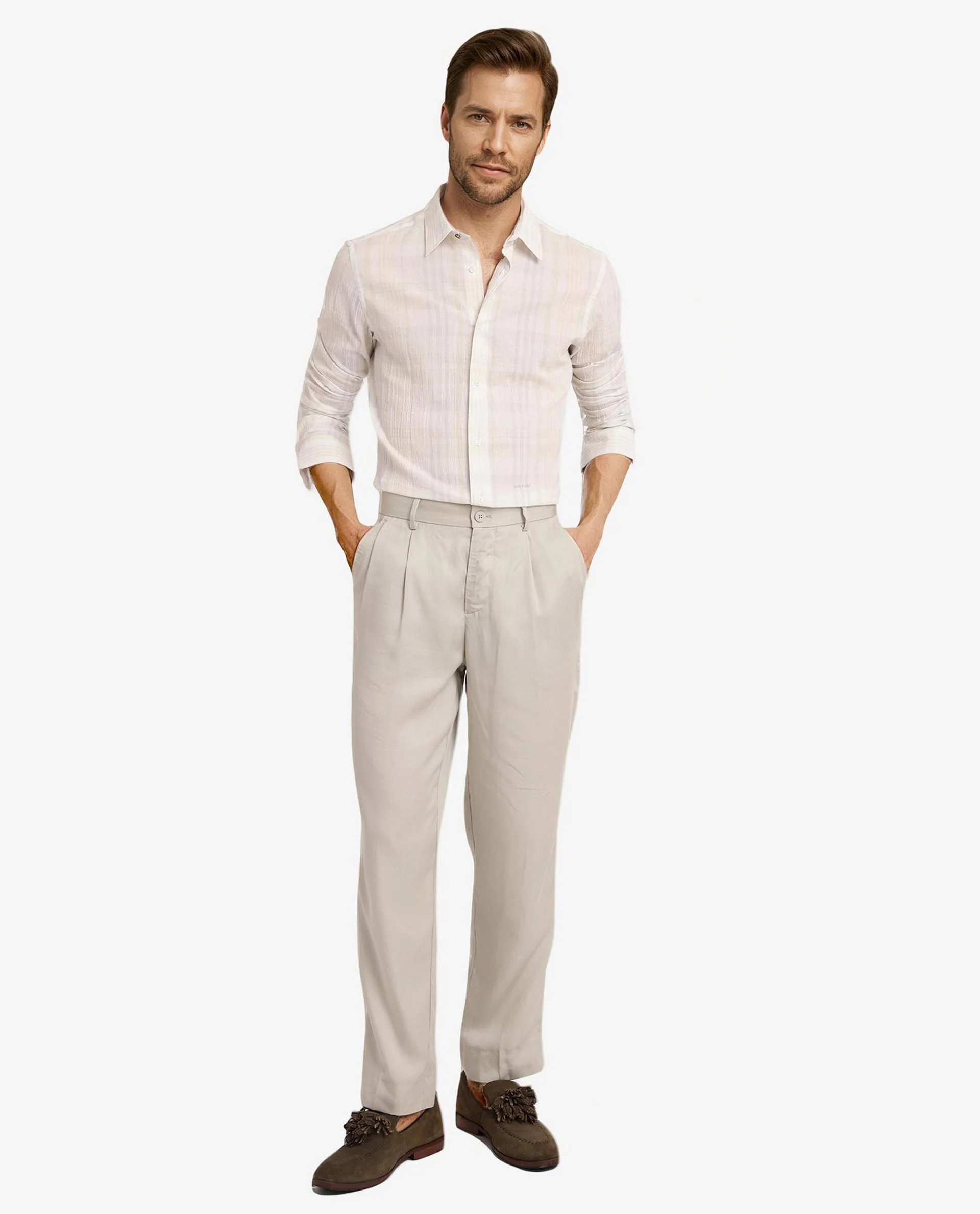 Rare Rabbit Men's Pinge White Cotton Checked Print Regular Fit Full Sleeve Collared Shirt - Image 3
