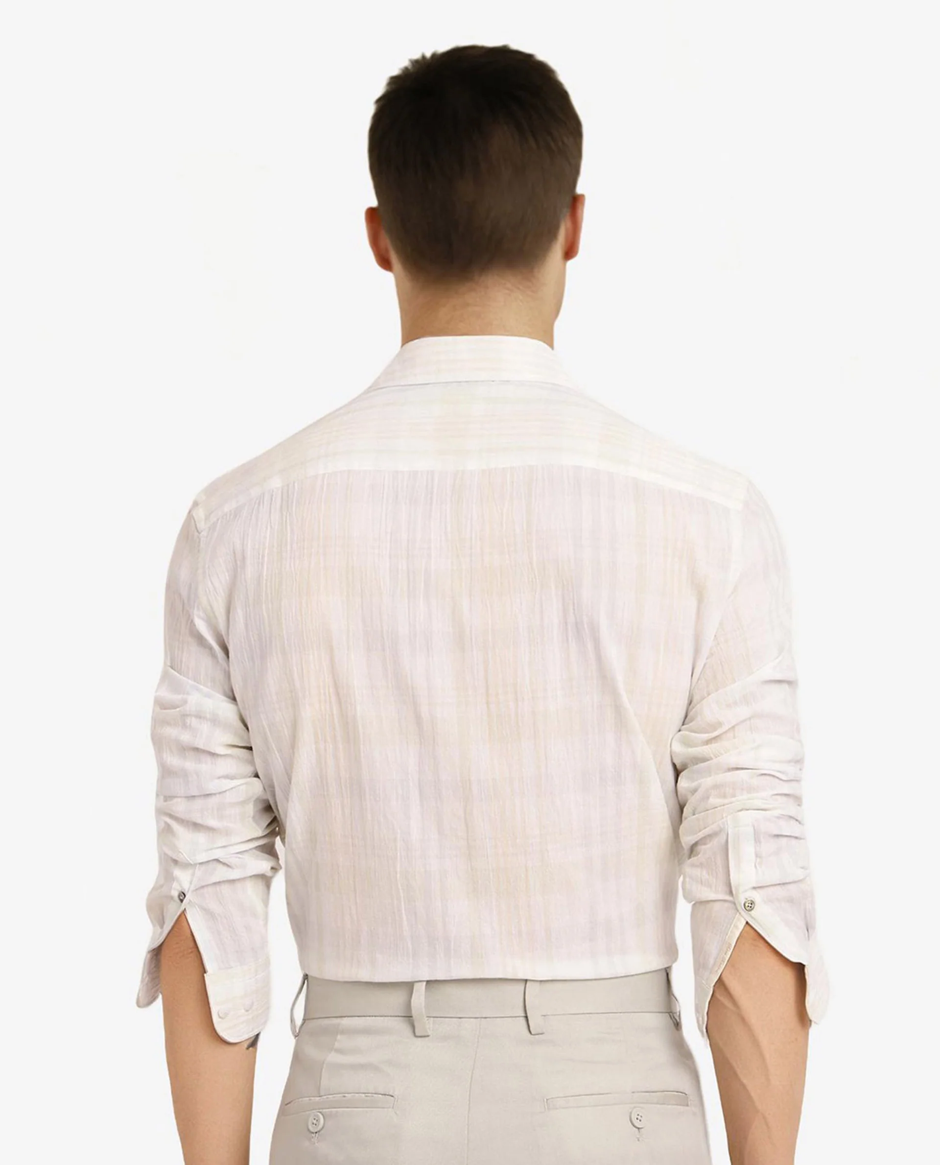 Rare Rabbit Men's Pinge White Cotton Checked Print Regular Fit Full Sleeve Collared Shirt - Image 5