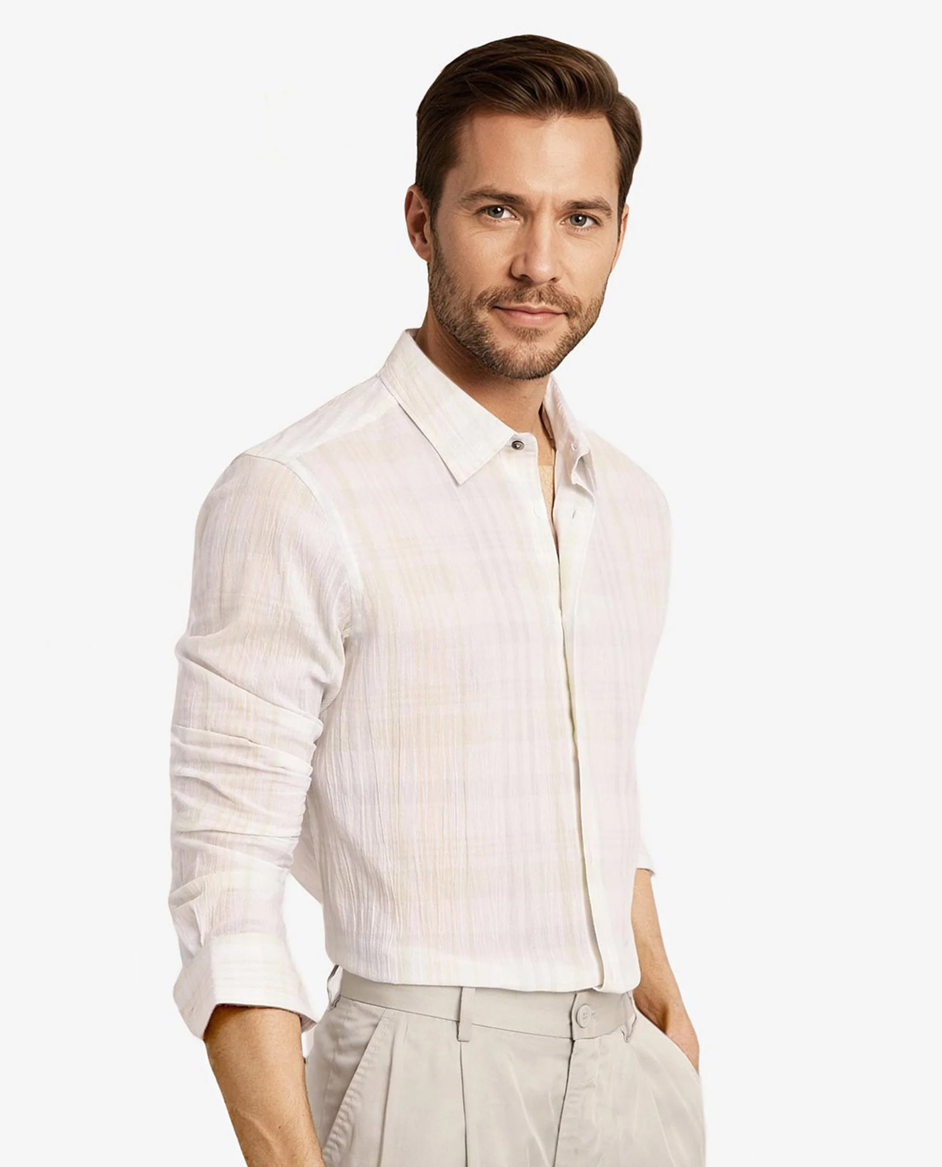 Rare Rabbit Men's Pinge White Cotton Checked Print Regular Fit Full Sleeve Collared Shirt - Image 6