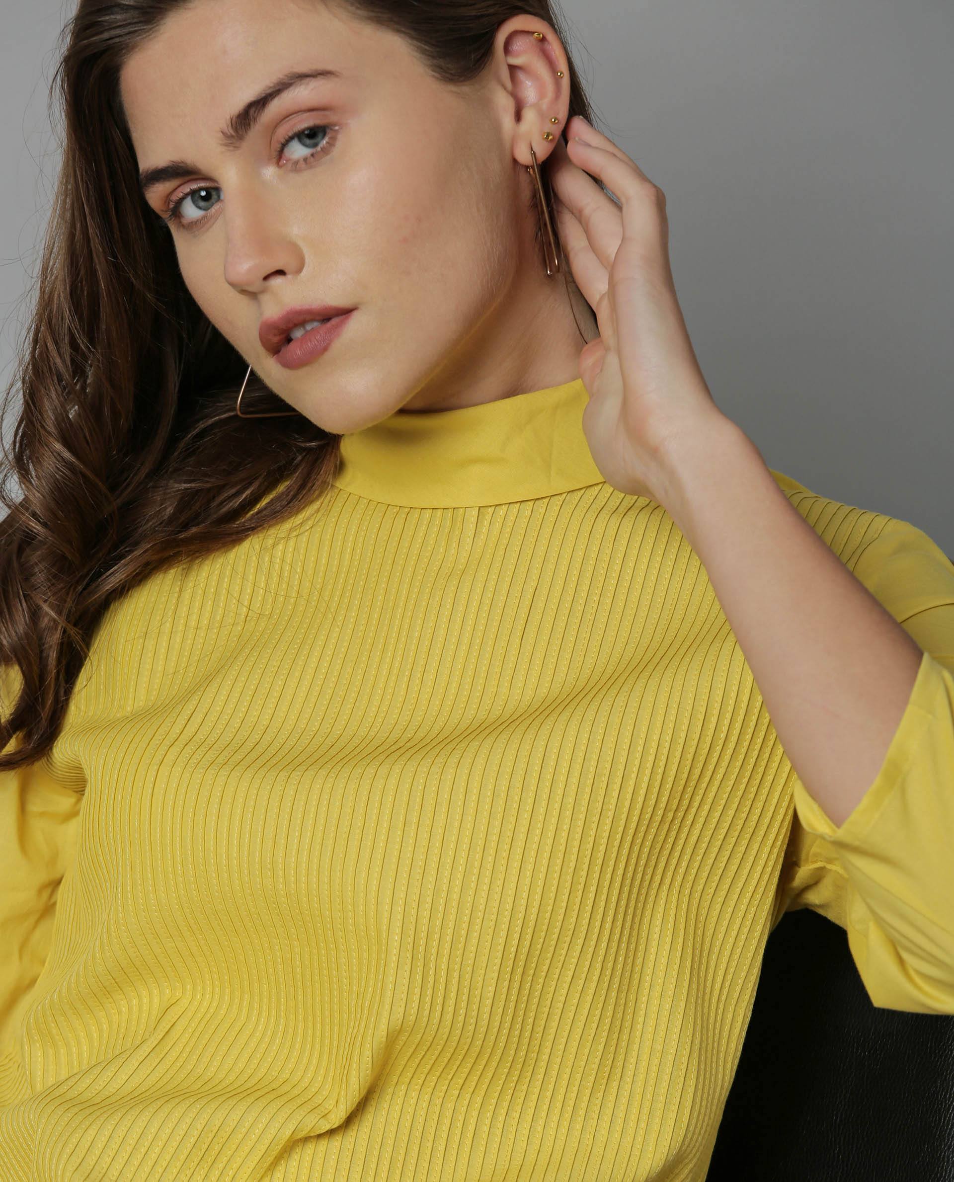 Rareism Women Pins-1 Yellow Top Short Sleeves - Image 2