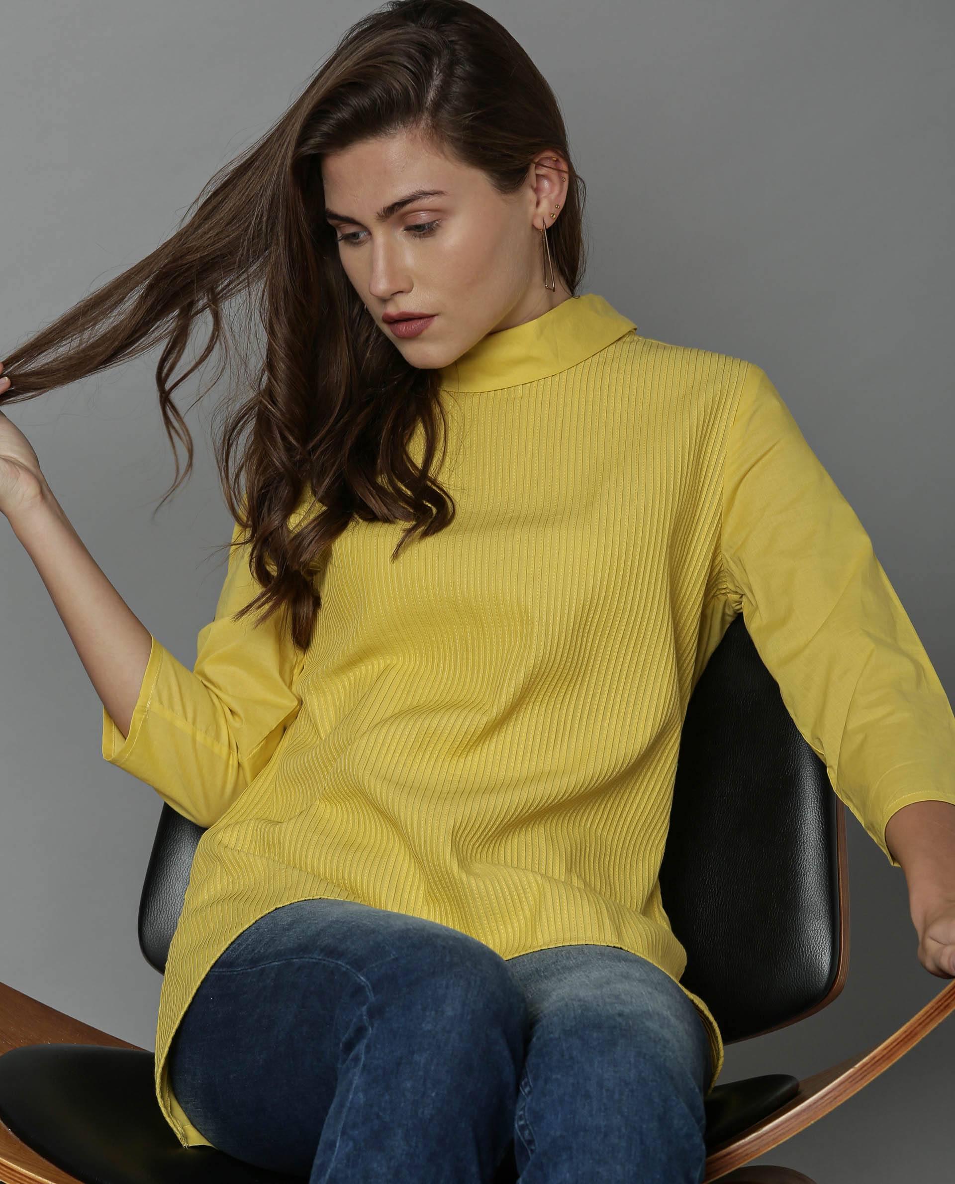Rareism Women Pins-1 Yellow Top Short Sleeves - Image 6