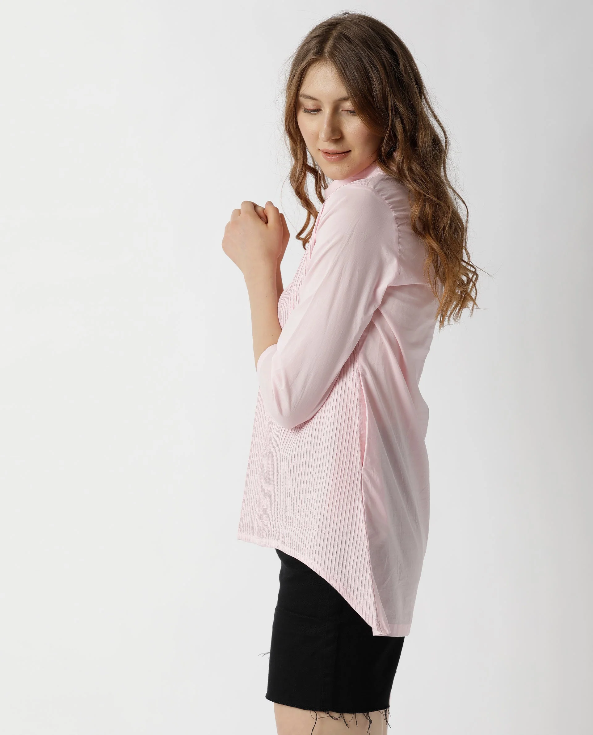 Rareism Women Pins Pink Top Full Sleeves Solid - Image 3