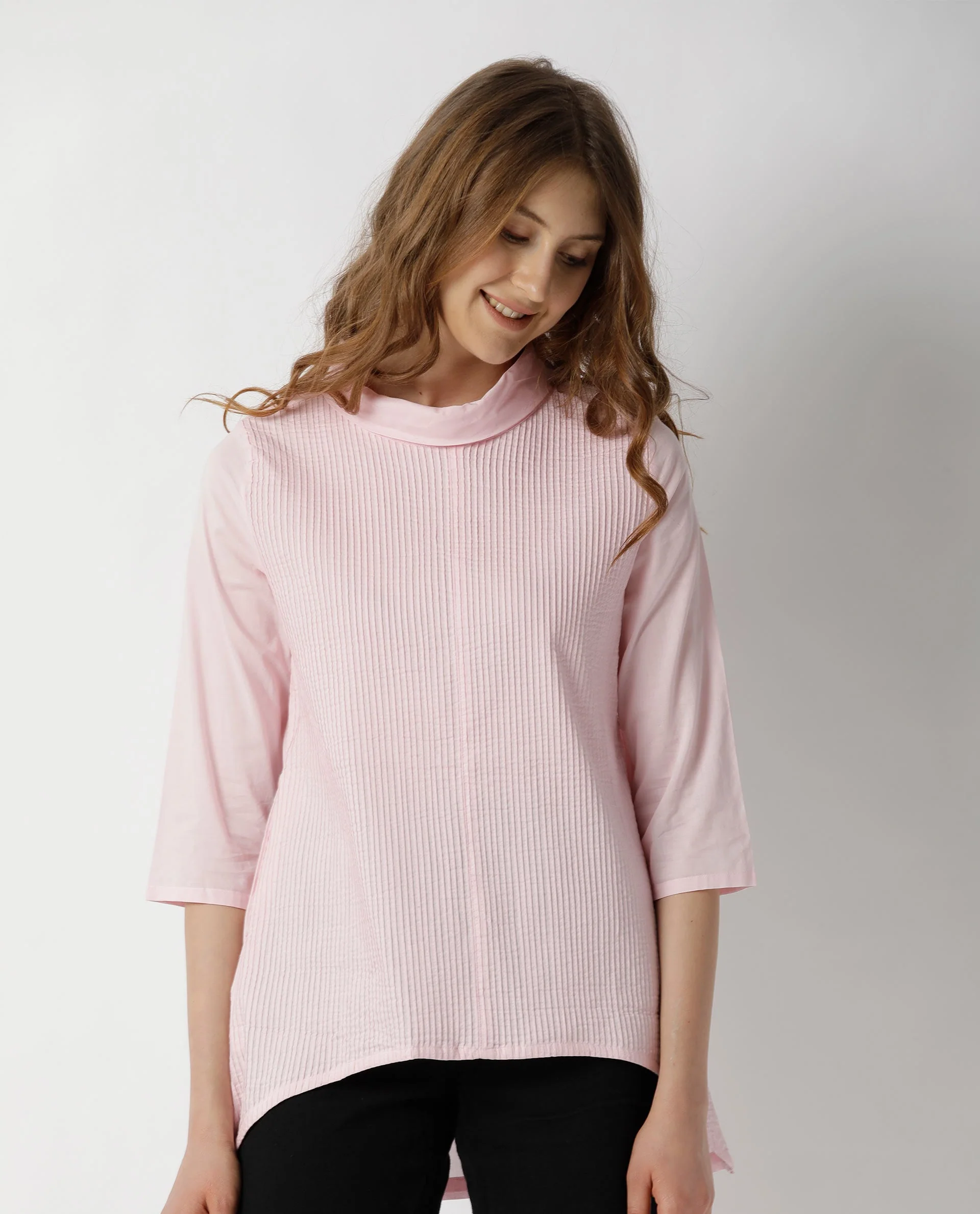Rareism Women Pins Pink Top Full Sleeves Solid - Image 4