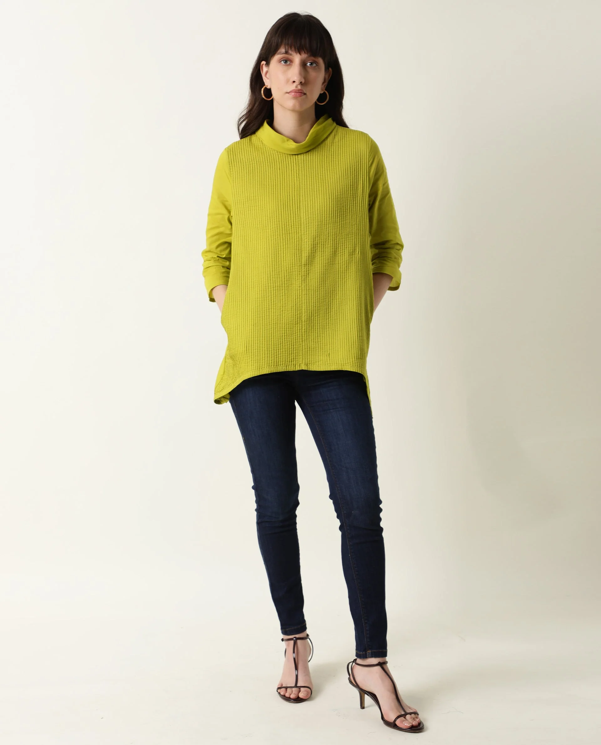 Rareism Women Pins1 Green Top Full Sleeves Solid - Image 2