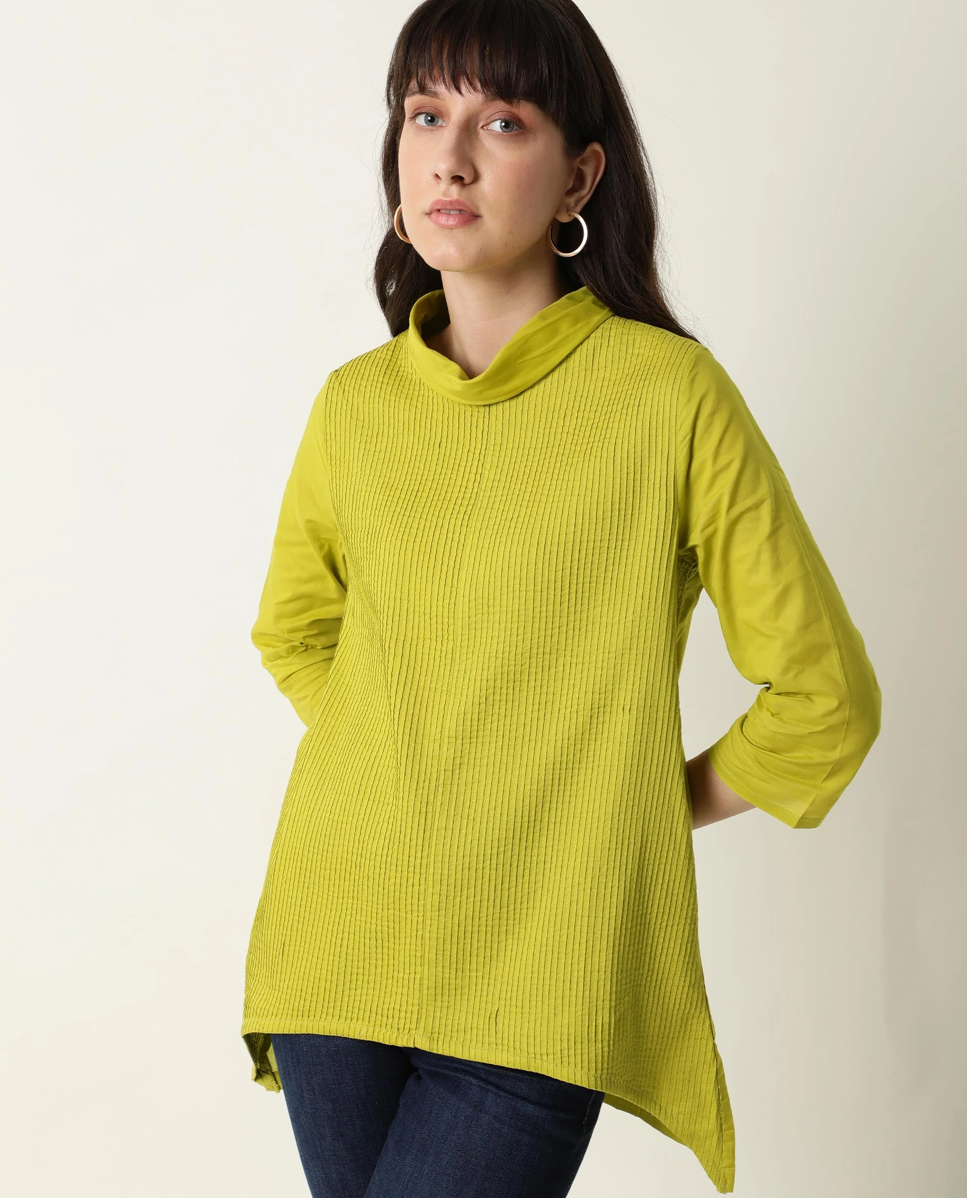 Rareism Women Pins1 Green Top Full Sleeves Solid - Image 4
