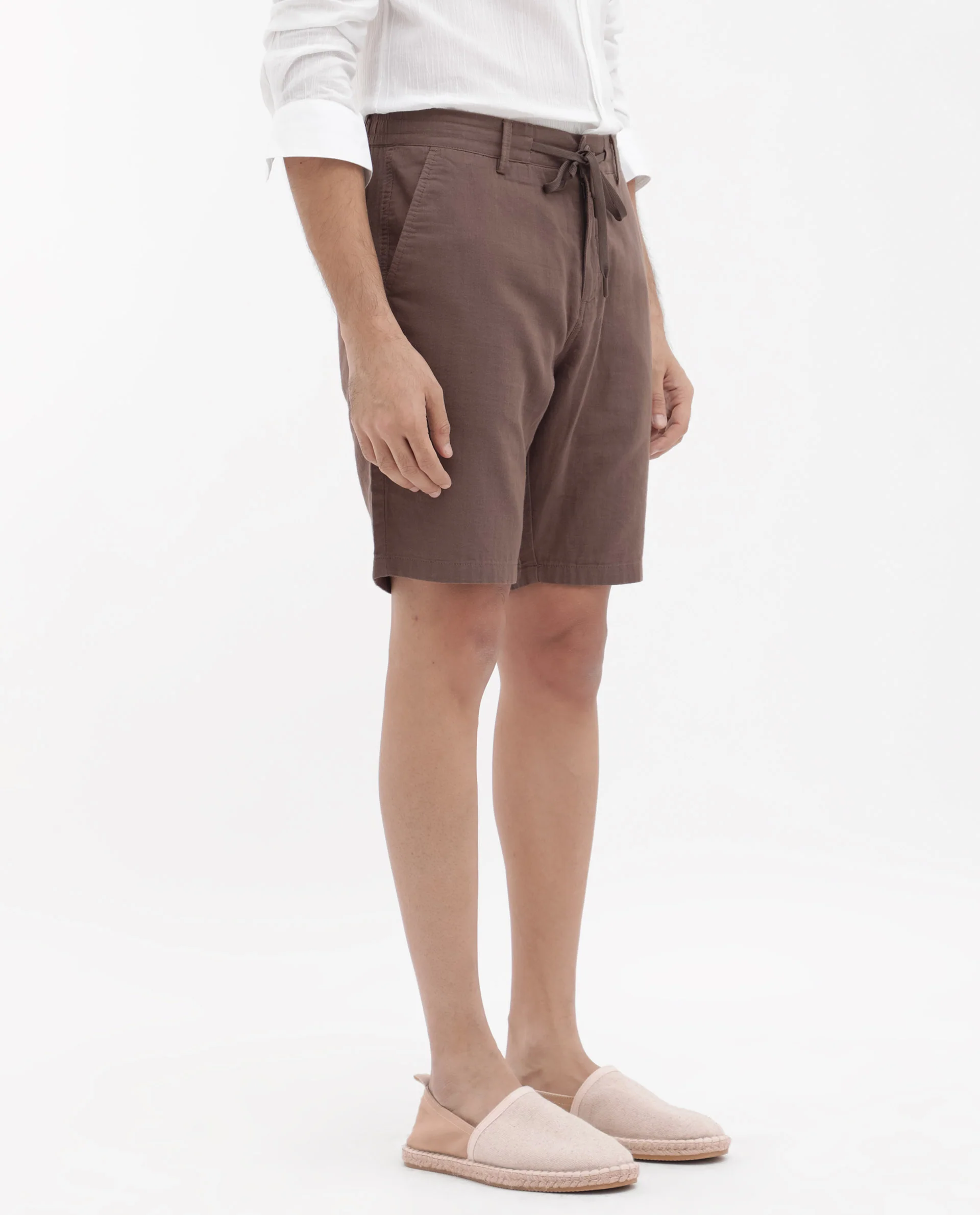Rare Rabbit Men's Pinto Brown Cotton Plain Regular Fit Shorts - Image 8