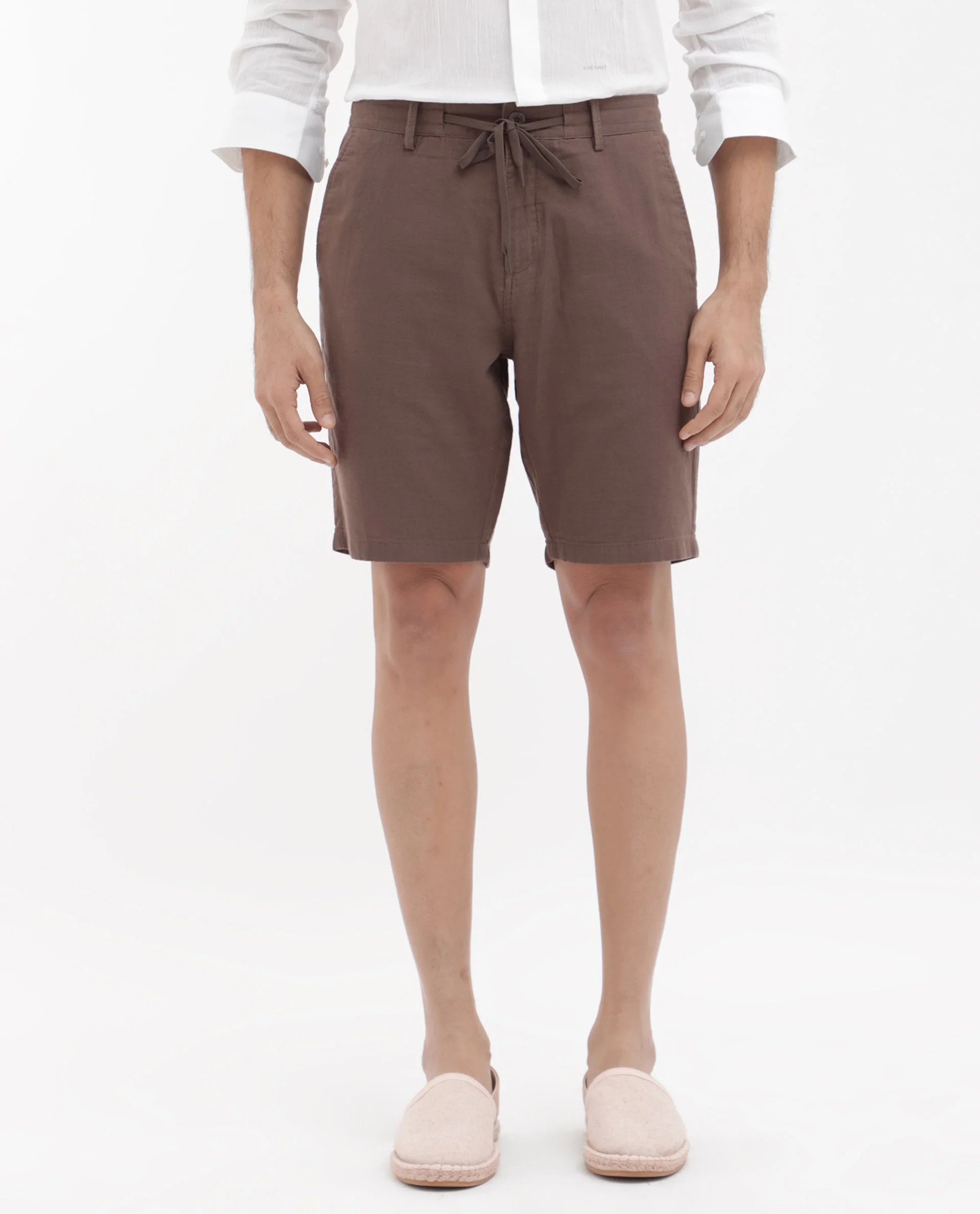 Rare Rabbit Men's Pinto Brown Cotton Plain Regular Fit Shorts - Image 9