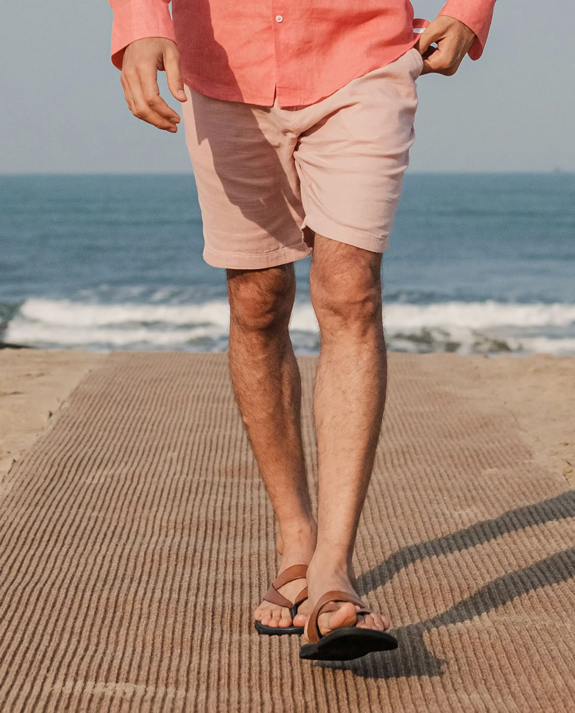 Rare Rabbit Men's Pinto Light Pink Cotton Plain Regular Fit Shorts - Image 11