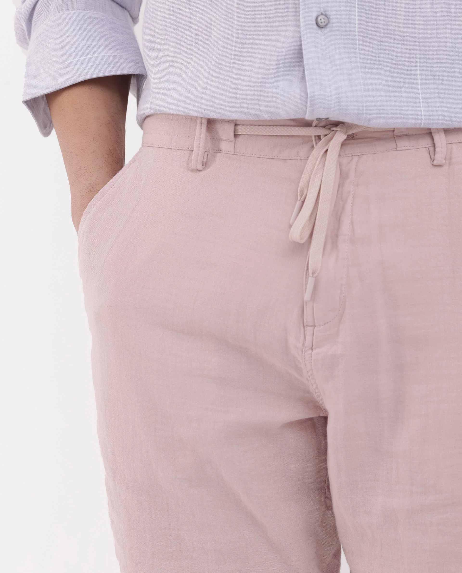 Rare Rabbit Men's Pinto Light Pink Cotton Plain Regular Fit Shorts - Image 4