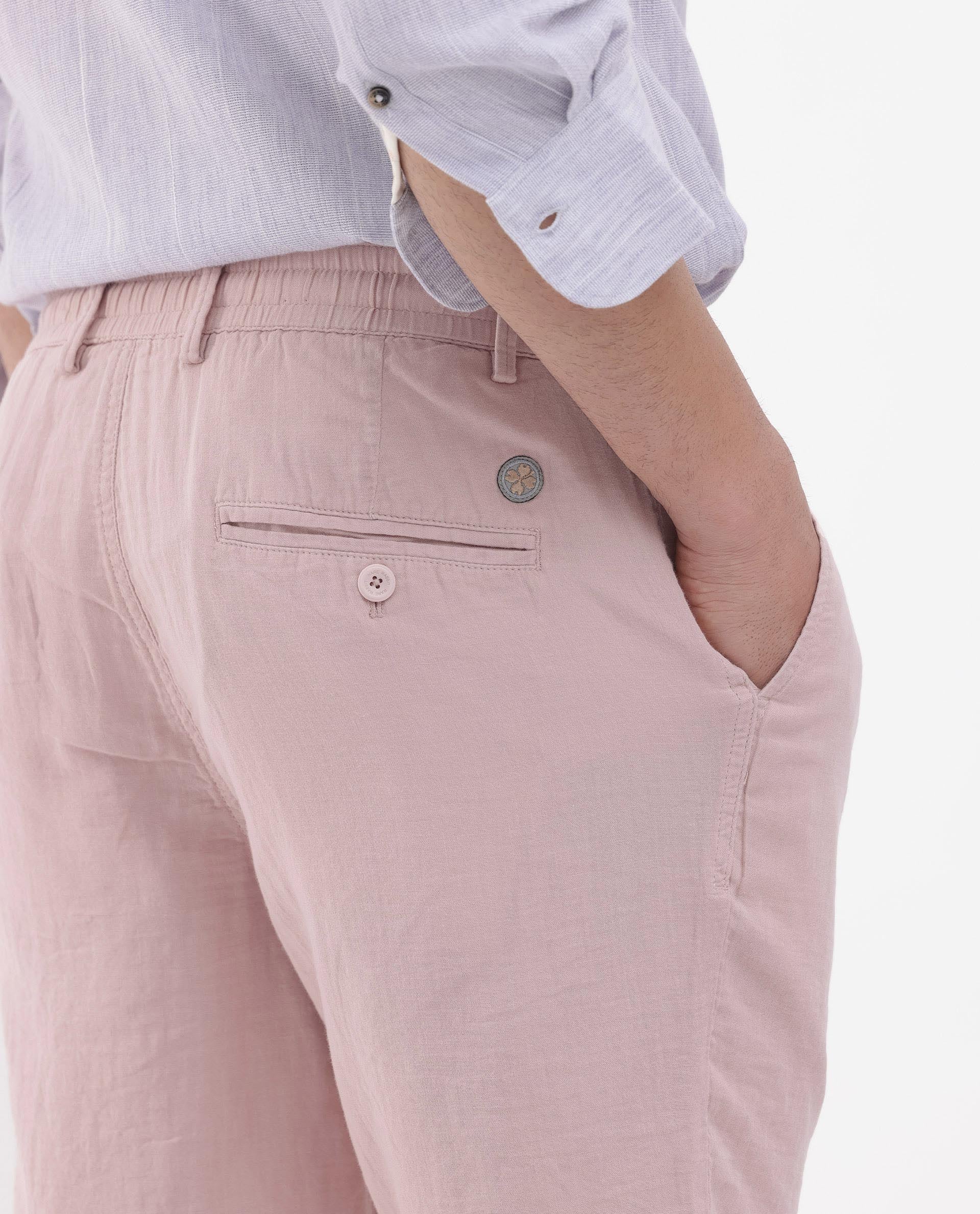 Rare Rabbit Men's Pinto Light Pink Cotton Plain Regular Fit Shorts - Image 5